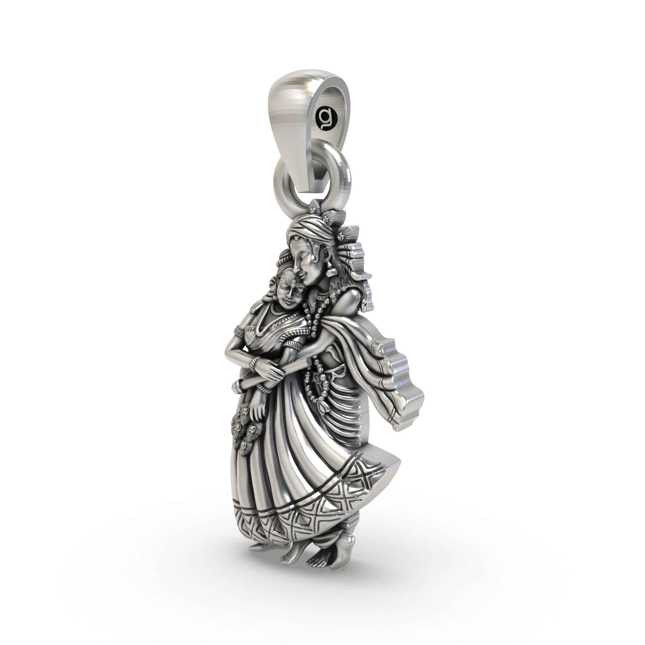 925 Silver Radha Krishna Pendant – Divine Love Couple Jewelry | Handmade Spiritual Gift for Devotees & Festivals