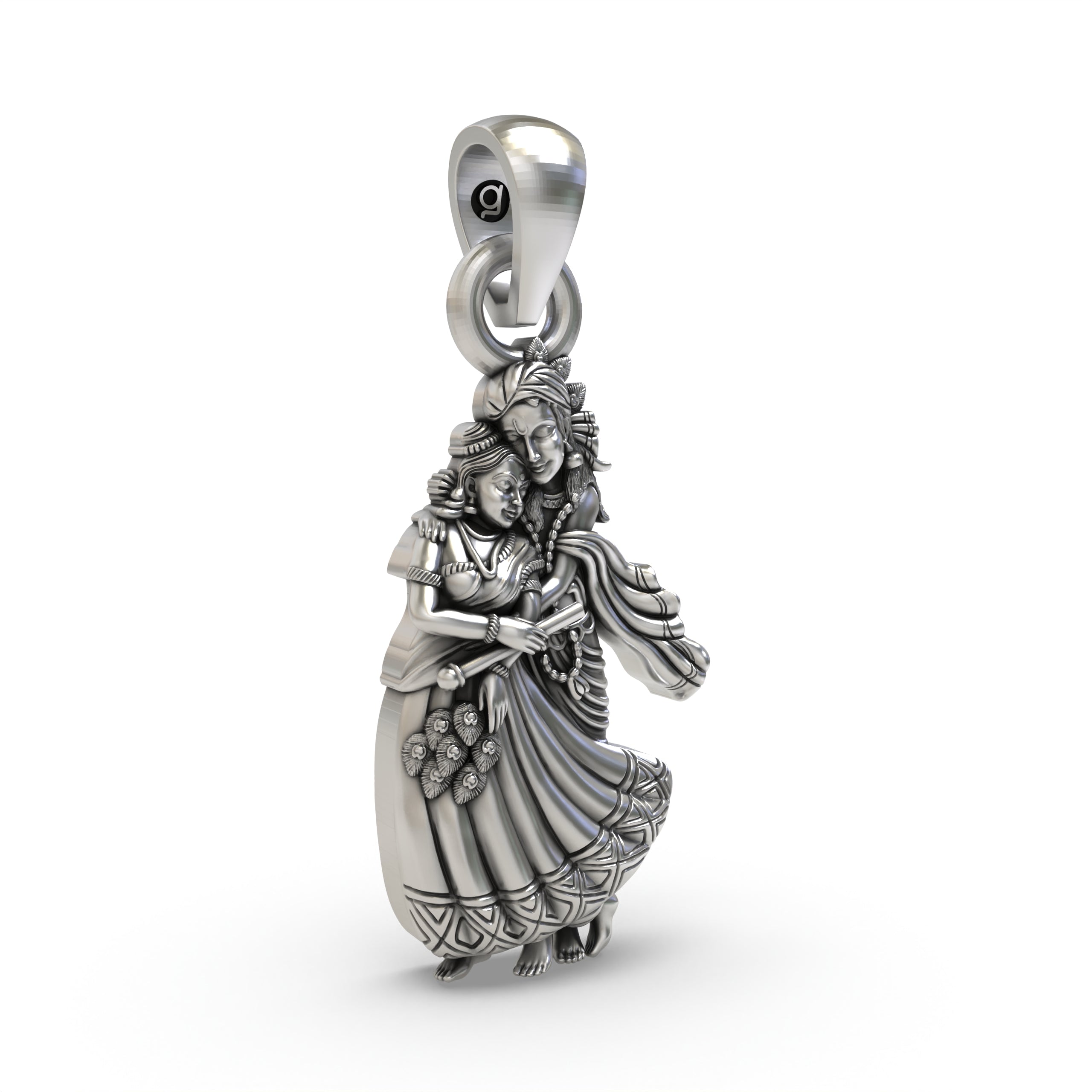 925 Silver Radha Krishna Pendant – Divine Love Couple Jewelry | Handmade Spiritual Gift for Devotees & Festivals