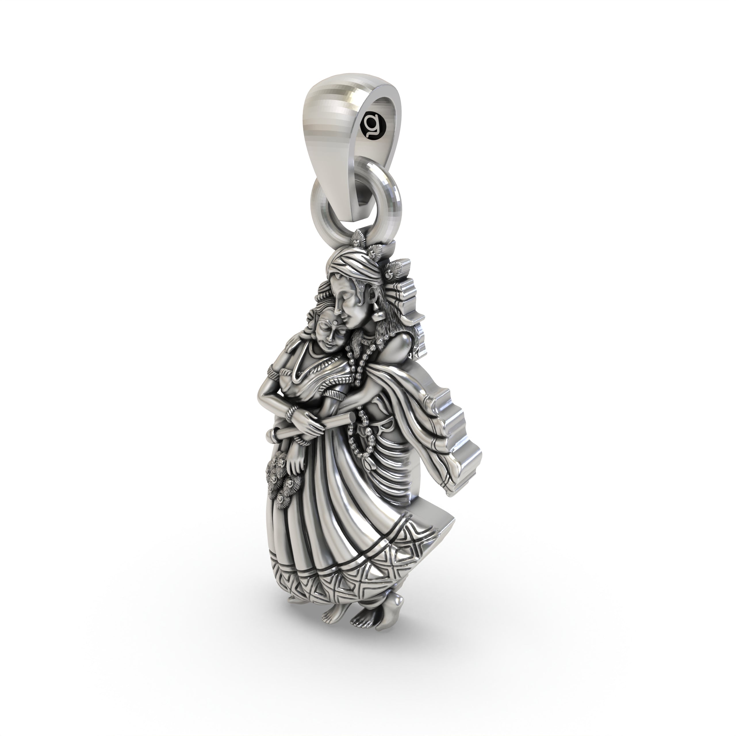 925 Silver Radha Krishna Pendant – Divine Love Couple Jewelry | Handmade Spiritual Gift for Devotees & Festivals