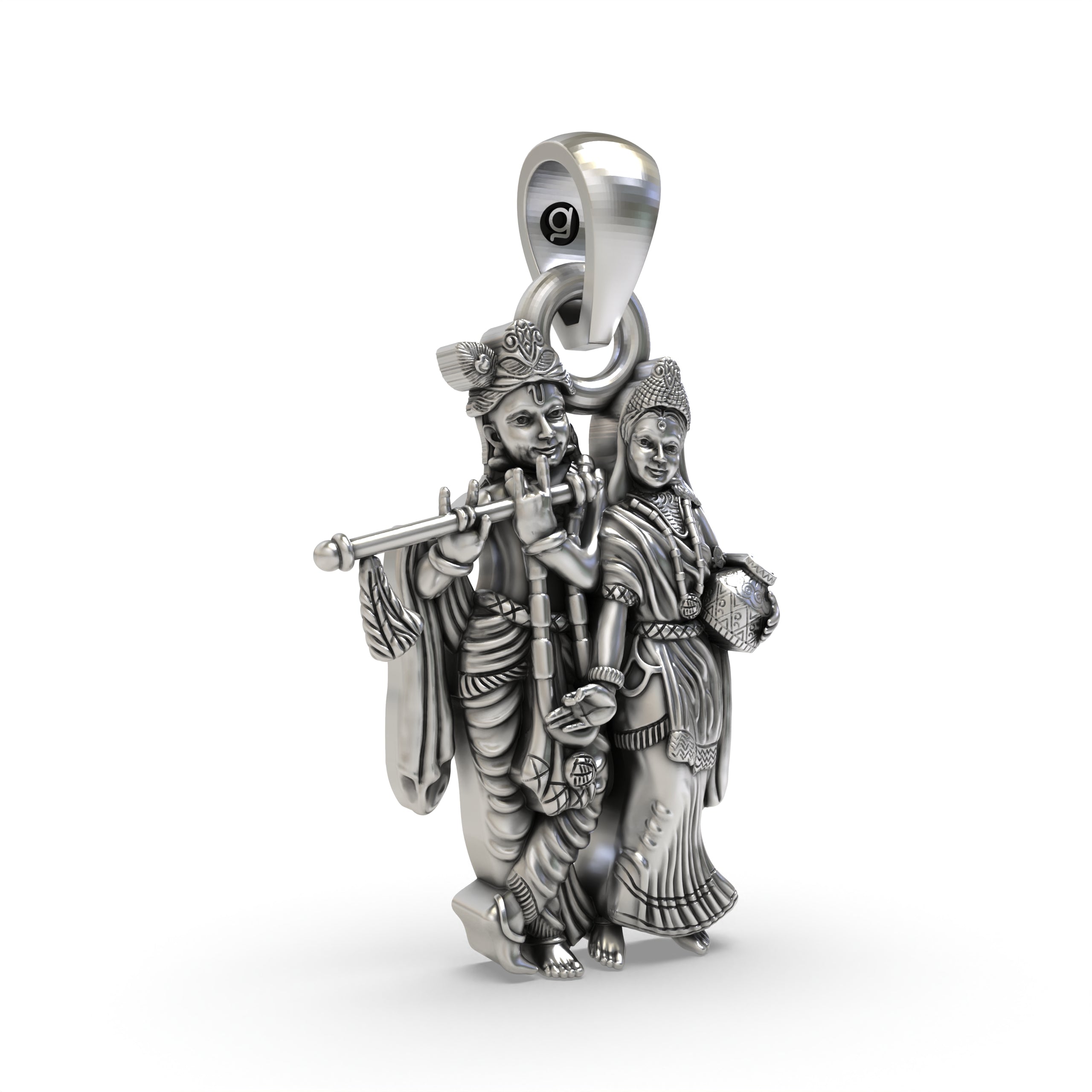 Radha Krishna 925 Silver Pendant – Divine Love Symbol | Handmade Spiritual Jewelry for Devotees & Gifts