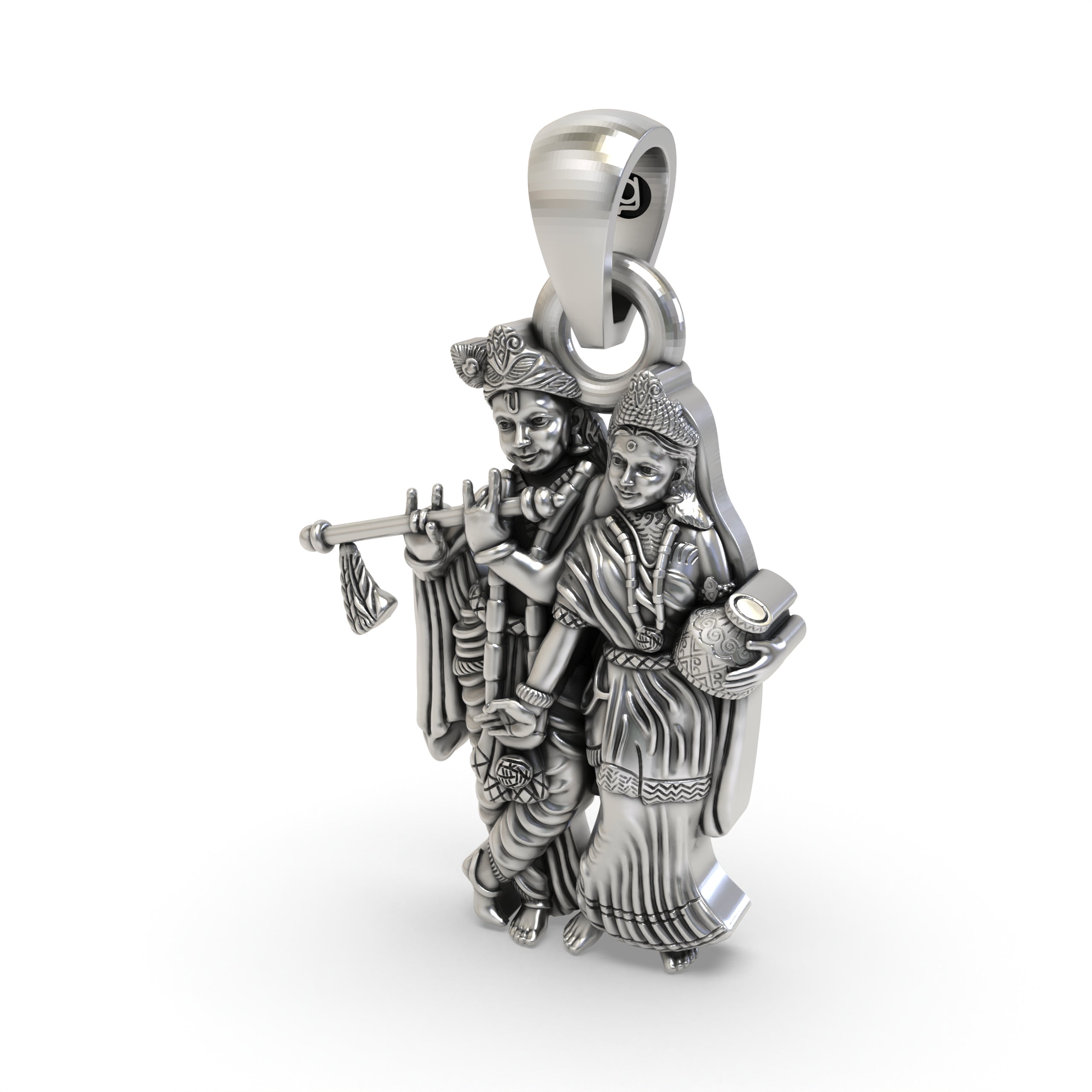 Radha Krishna 925 Silver Pendant – Divine Love Symbol | Handmade Spiritual Jewelry for Devotees & Gifts