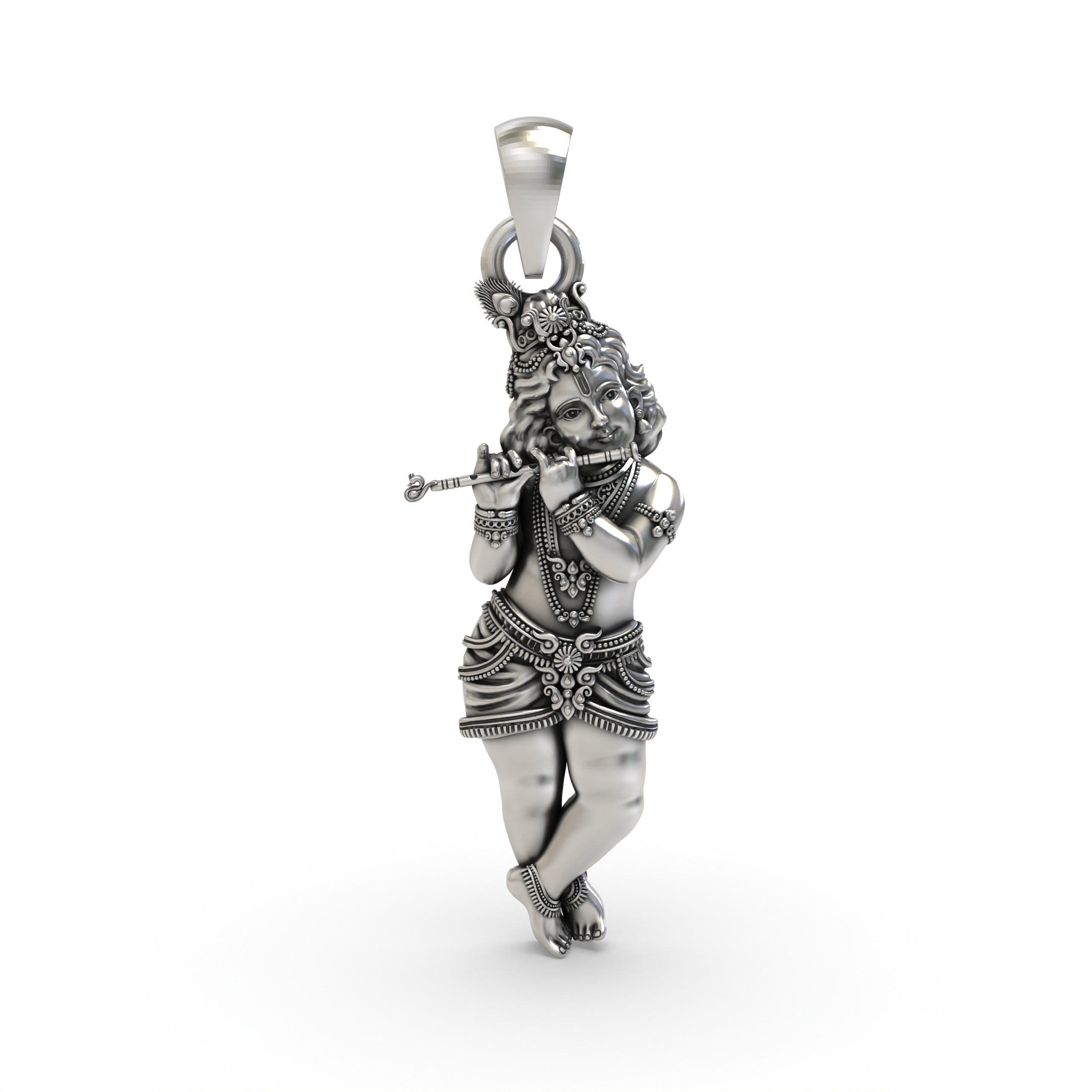 925 Silver Krishna Pendant – Lord Krishna Flute Jewelry | Divine Spiritual Necklace for Devotees & Gifting