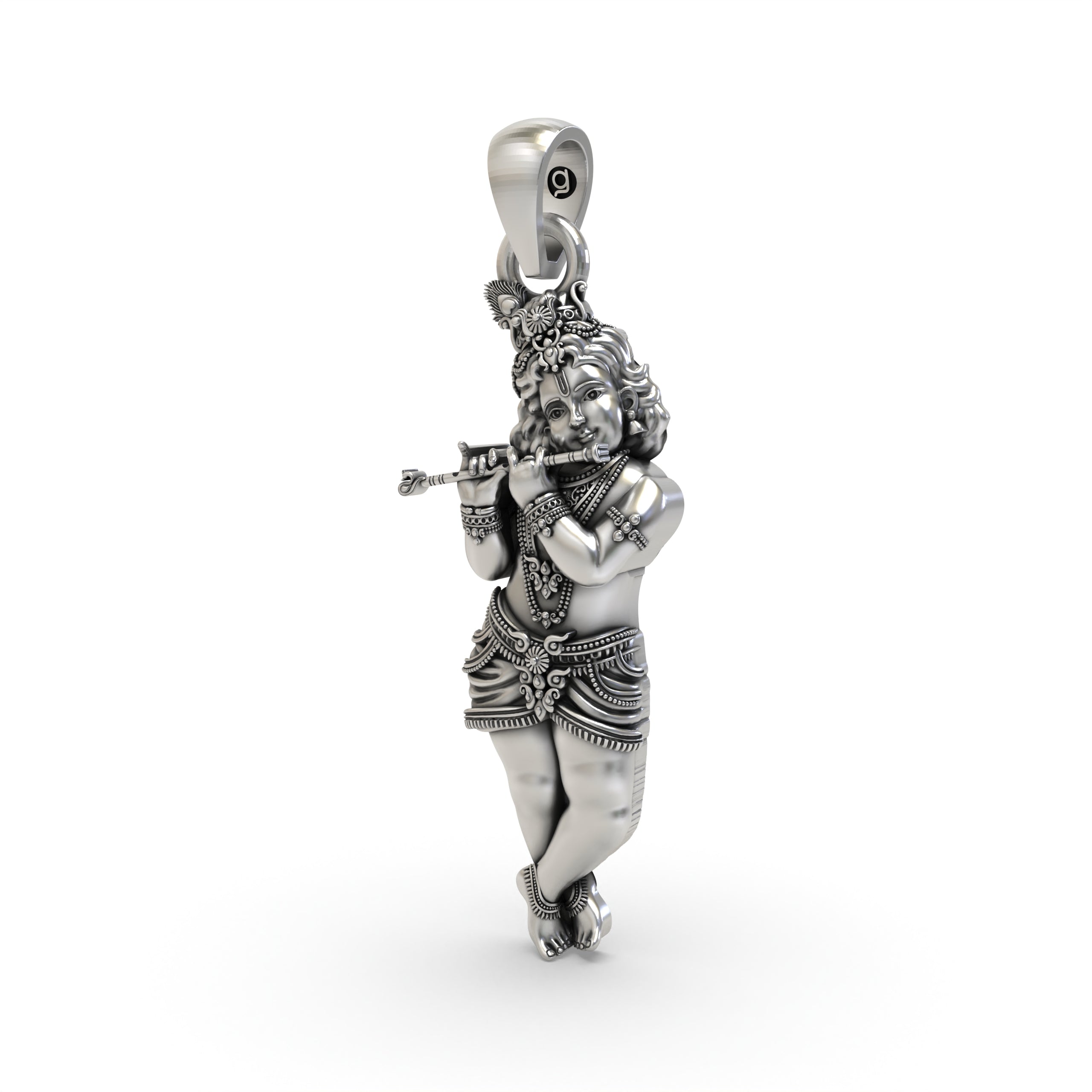 925 Silver Krishna Pendant – Lord Krishna Flute Jewelry | Divine Spiritual Necklace for Devotees & Gifting