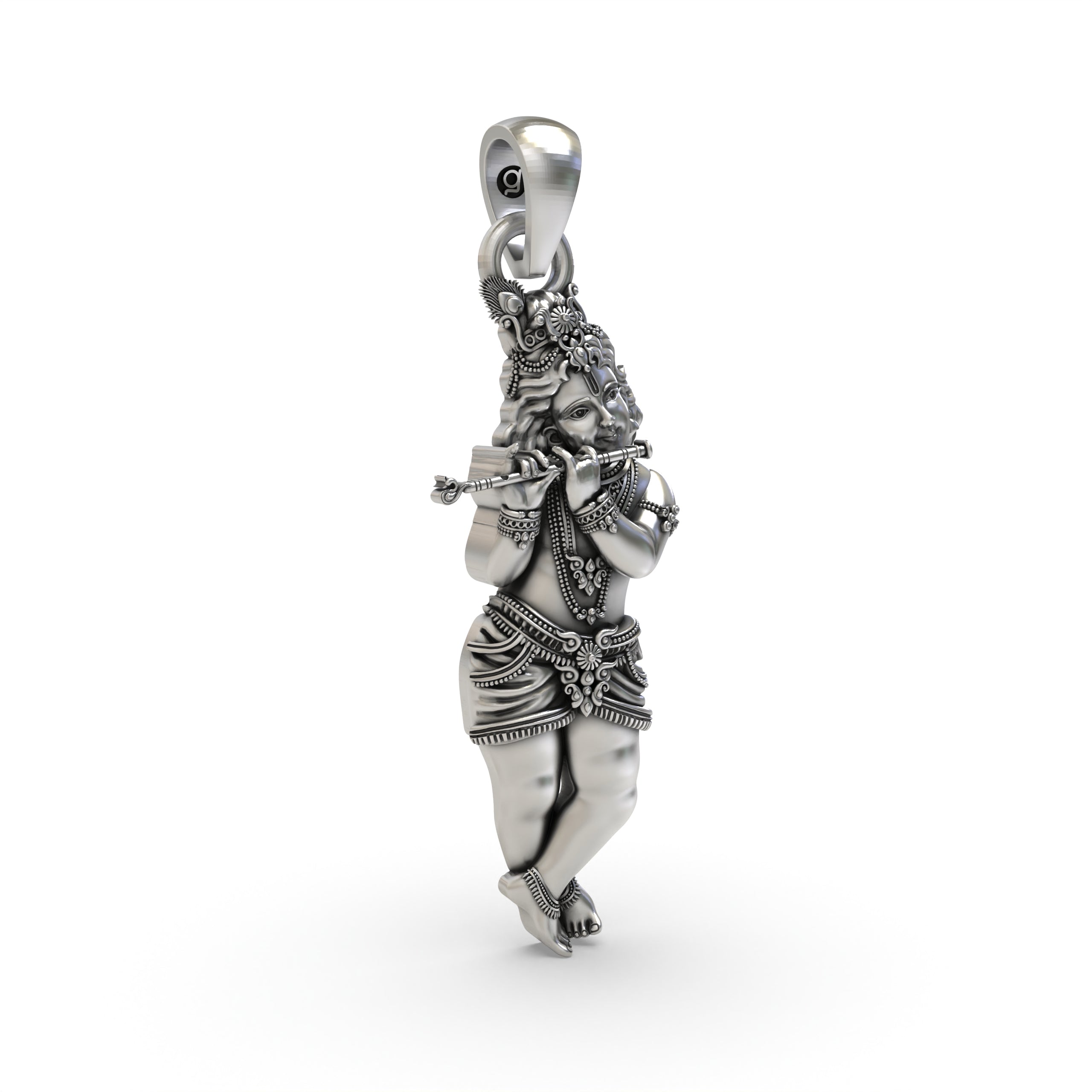 925 Silver Krishna Pendant – Lord Krishna Flute Jewelry | Divine Spiritual Necklace for Devotees & Gifting