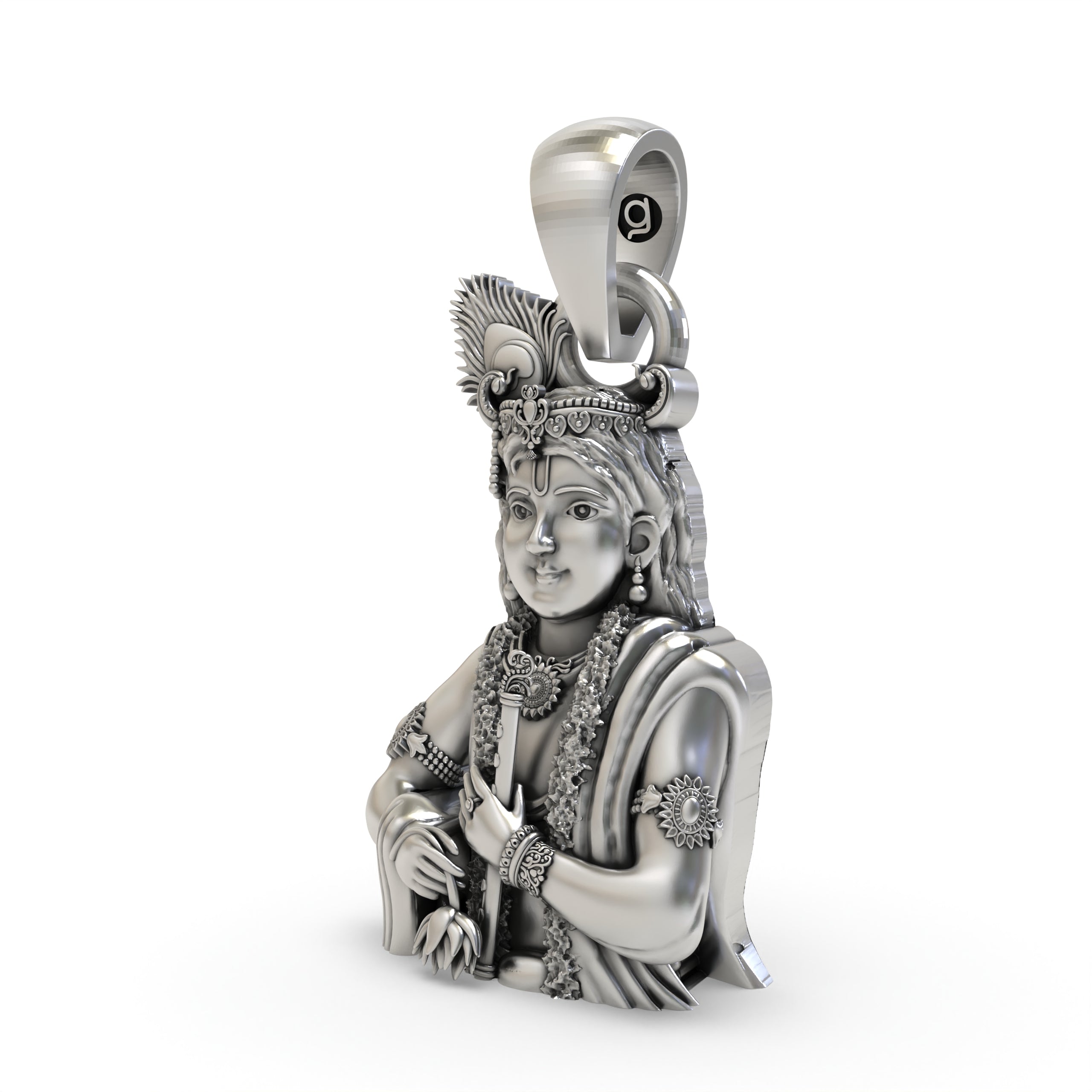 925 Silver Krishna Pendant – Lord Krishna Flute Necklace | Divine Handmade Spiritual Jewelry for Men & Women