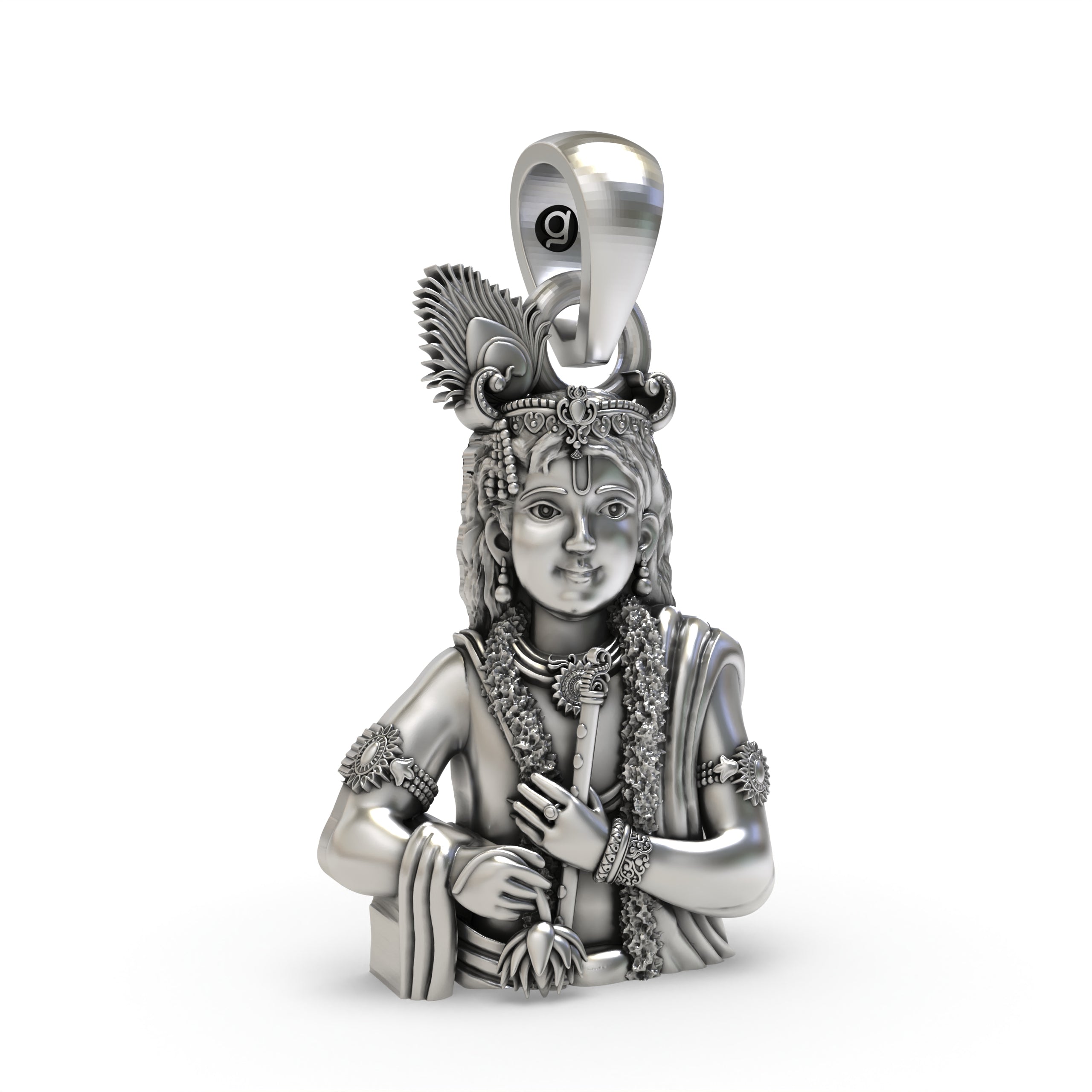 925 Silver Krishna Pendant – Lord Krishna Flute Necklace | Divine Handmade Spiritual Jewelry for Men & Women