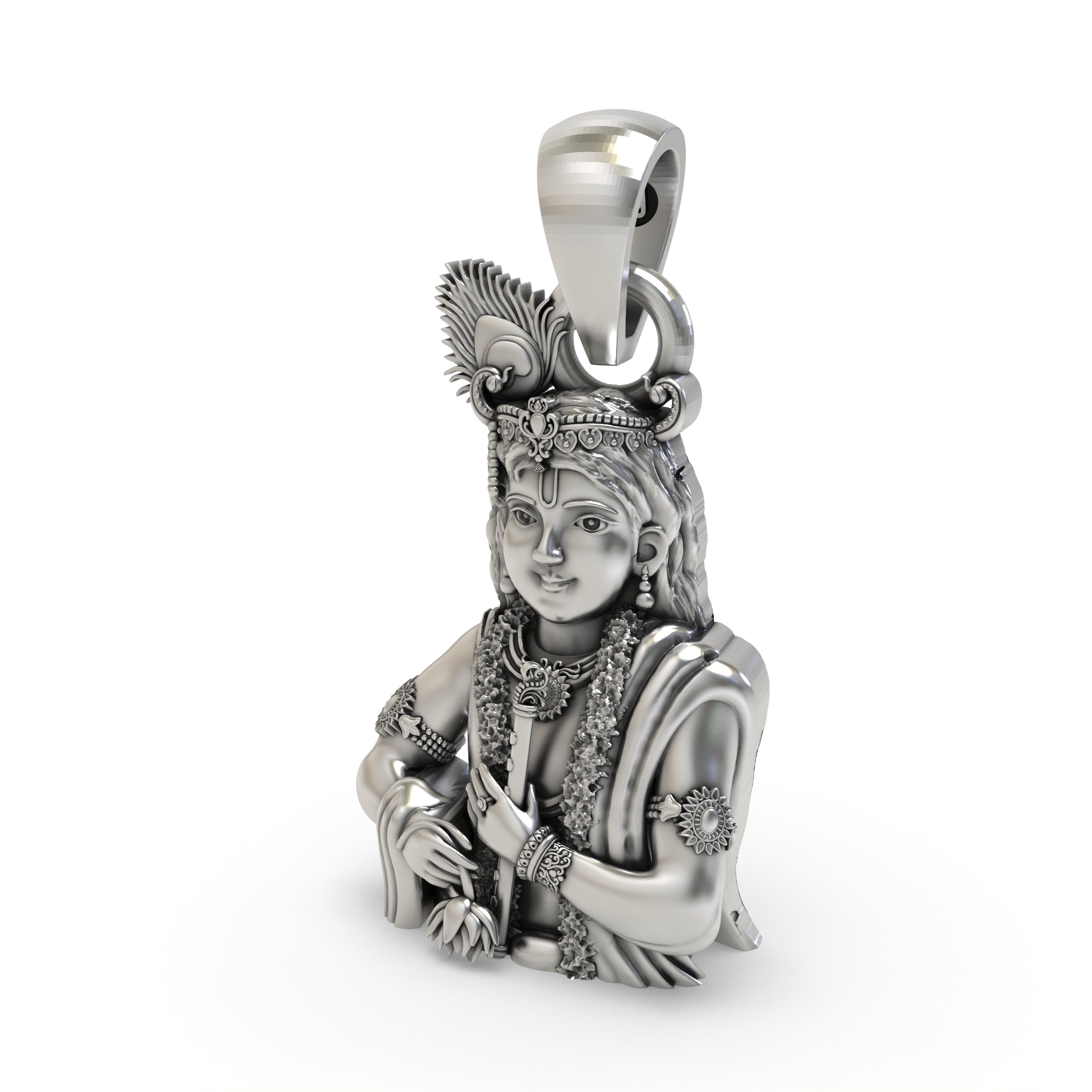 925 Silver Krishna Pendant – Lord Krishna Flute Necklace | Divine Handmade Spiritual Jewelry for Men & Women