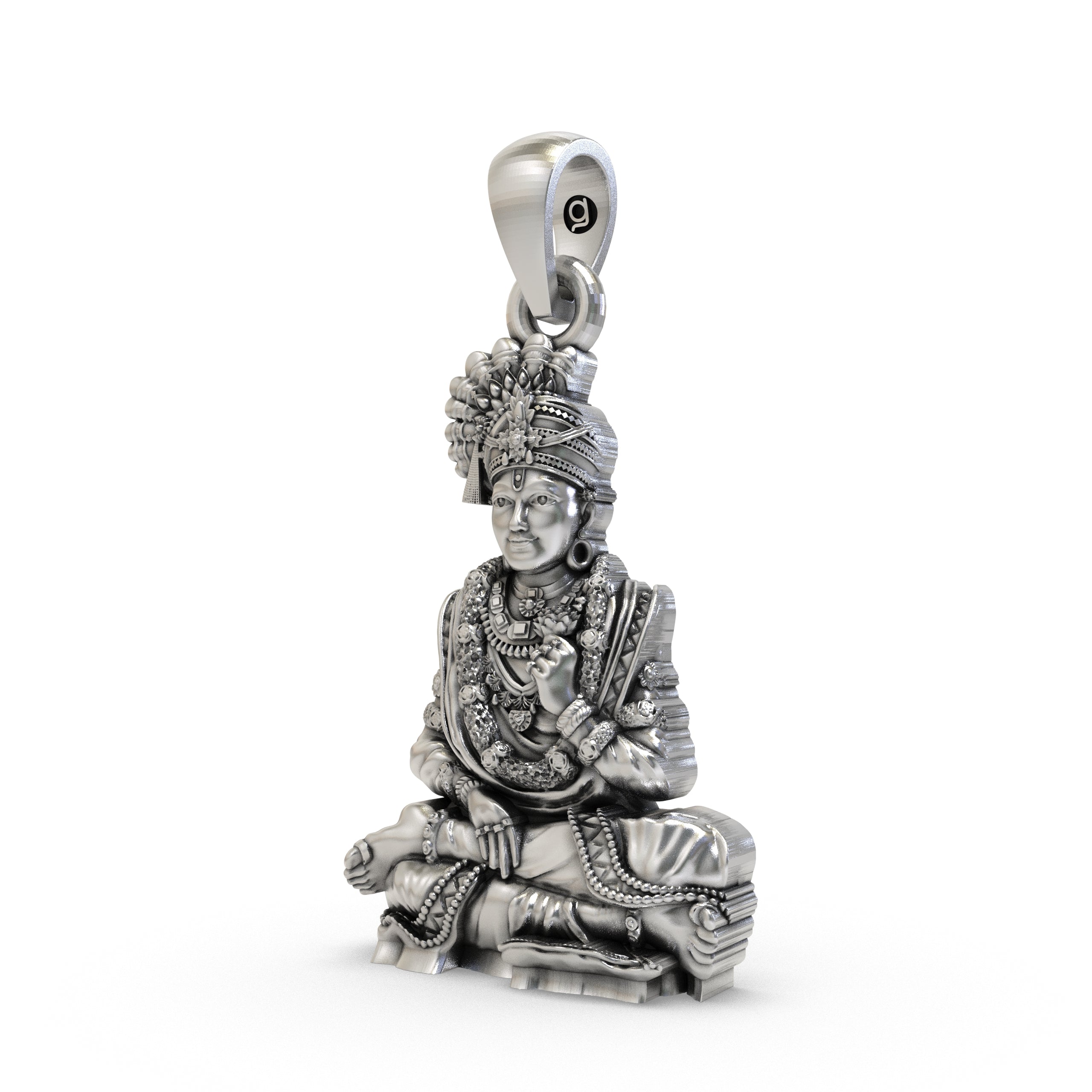 925 Silver Swaminarayan Pendant | Akshar Purushottam Murti Locket | Spiritual Hindu God Necklace for Men & Women