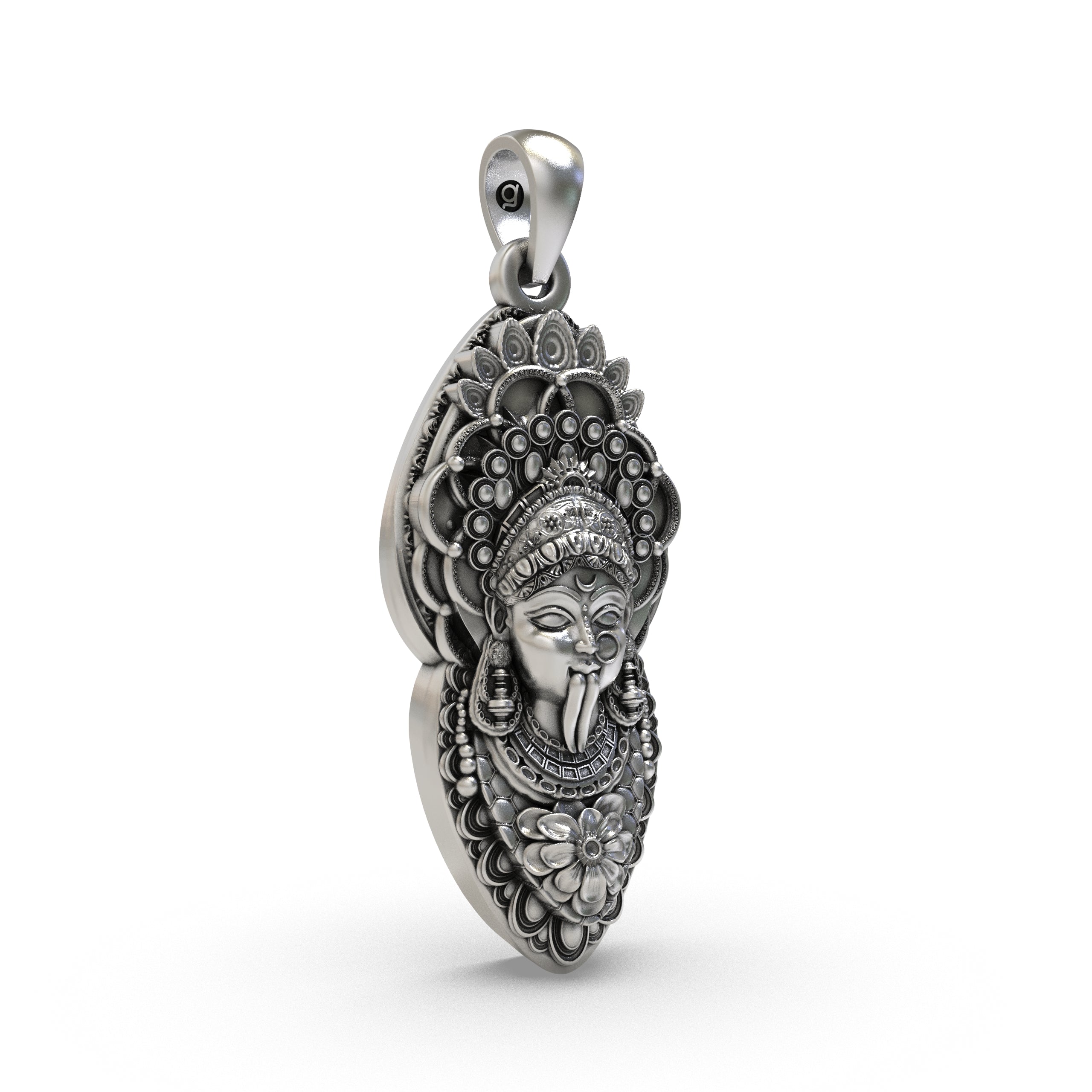925 Silver Kalimaa Face Pendant | Fierce Goddess Kali Ma Locket | Spiritual Jewelry for Protection & Power