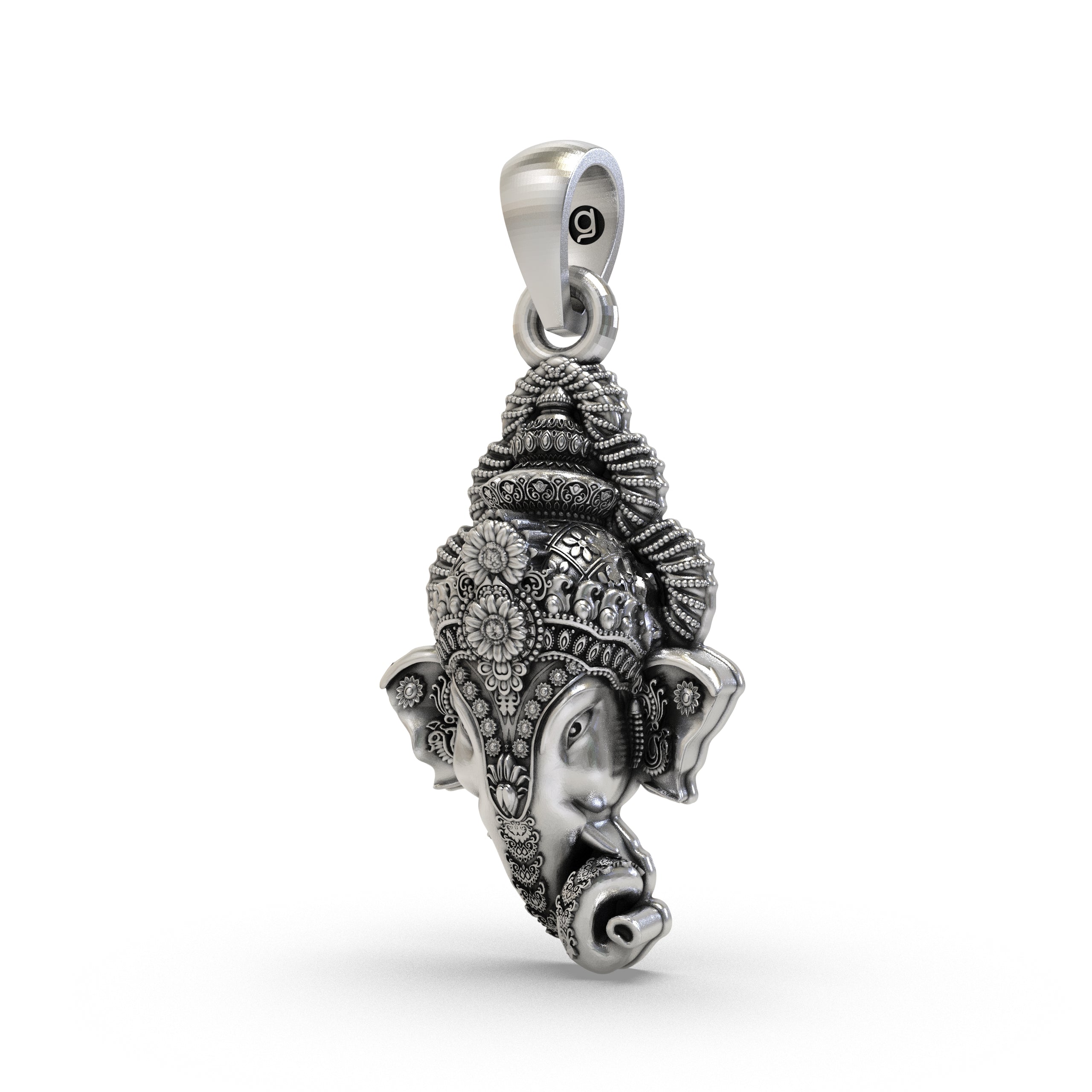 925 Silver Ganesh Face Pendant Lord Ganesha Head Necklace