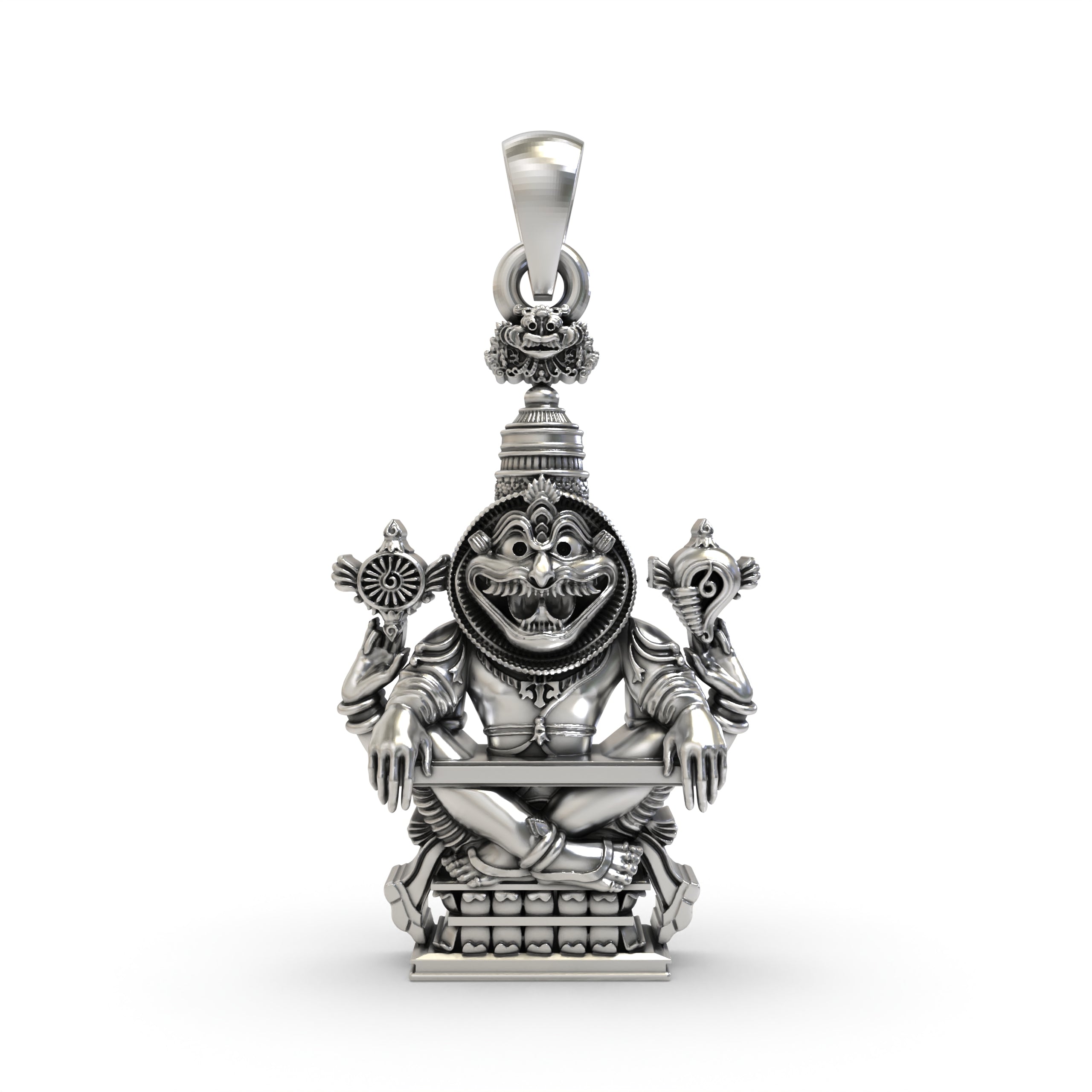 925 Silver Narsimha Bhagwan Mantra Pendant – ISKCON Lord Narasimha Protection Jewelry | Handmade Devotional Necklace