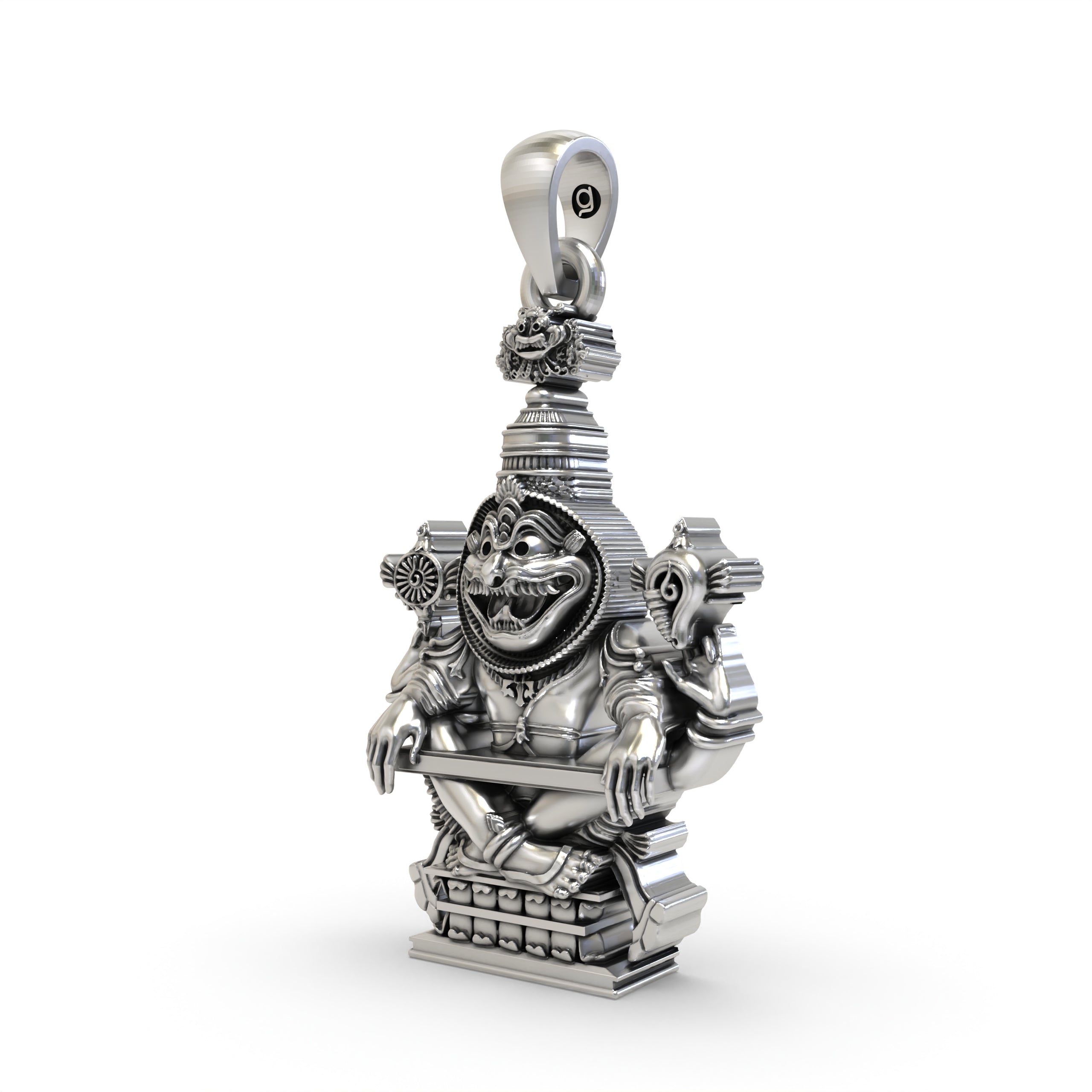 925 Silver Narsimha Bhagwan Mantra Pendant – ISKCON Lord Narasimha Protection Jewelry | Handmade Devotional Necklace