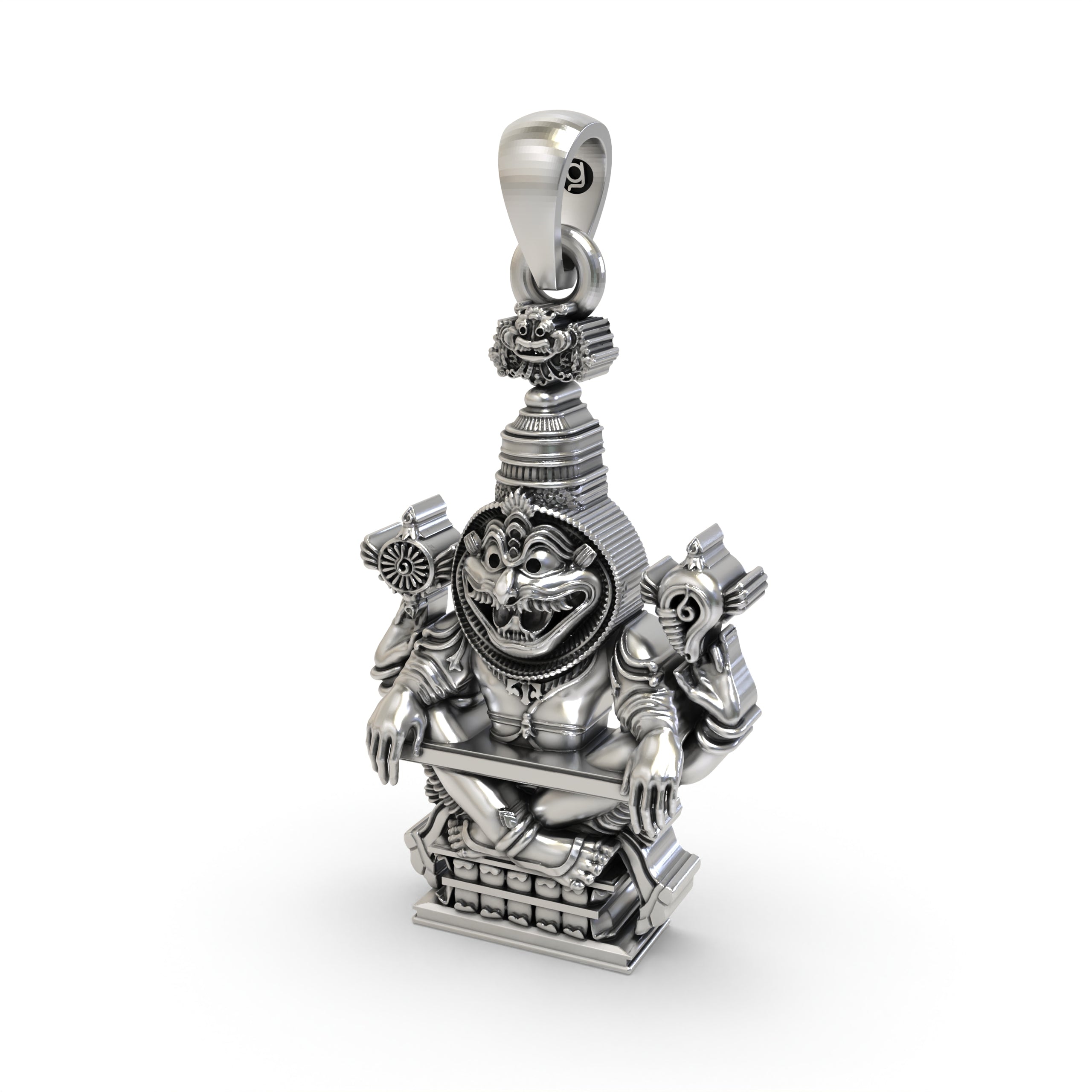 925 Silver Narsimha Bhagwan Mantra Pendant – ISKCON Lord Narasimha Protection Jewelry | Handmade Devotional Necklace