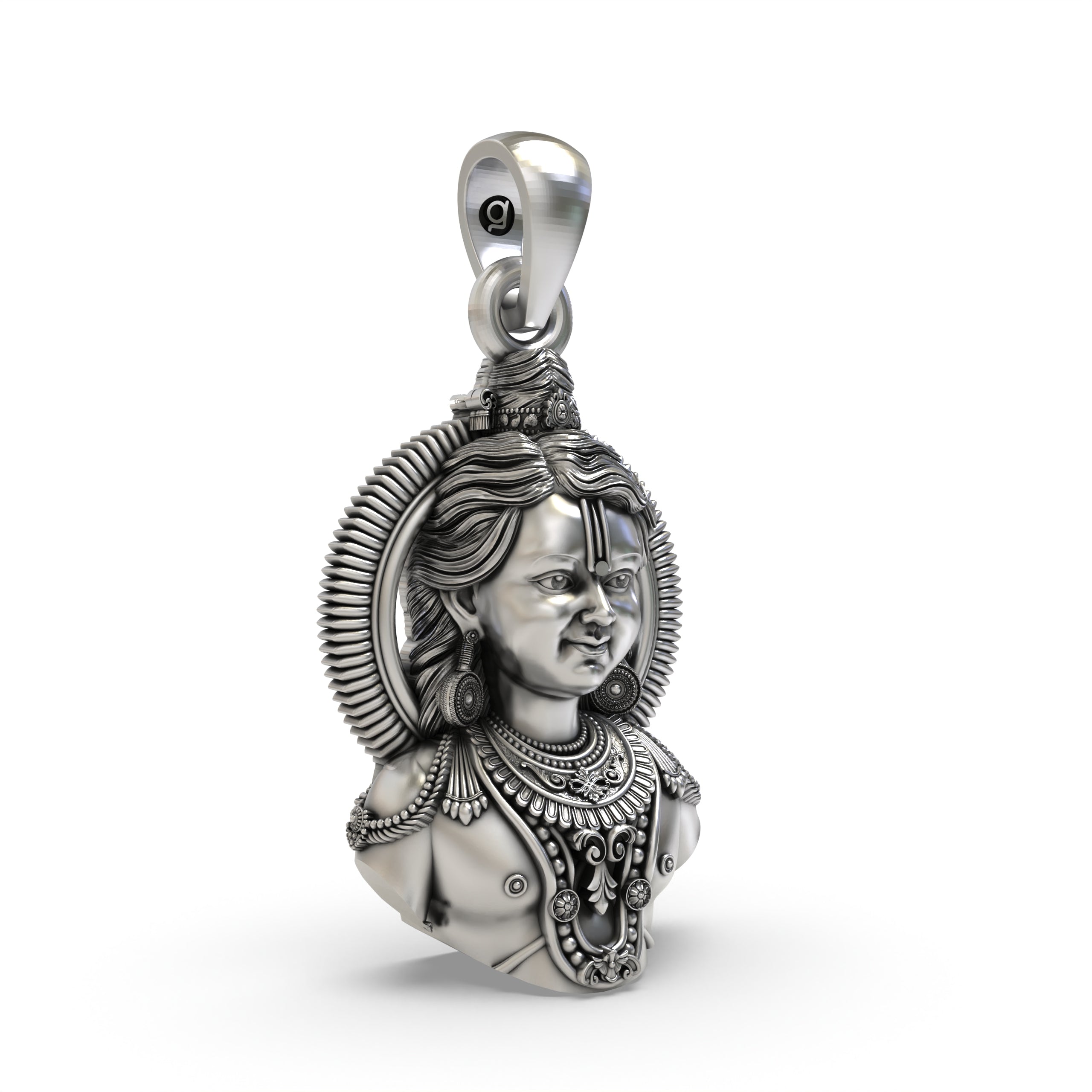925 Silver Ayodhya Ram Lala Face Pendant – Divine Lord Ram Pendant for Blessings & Protection