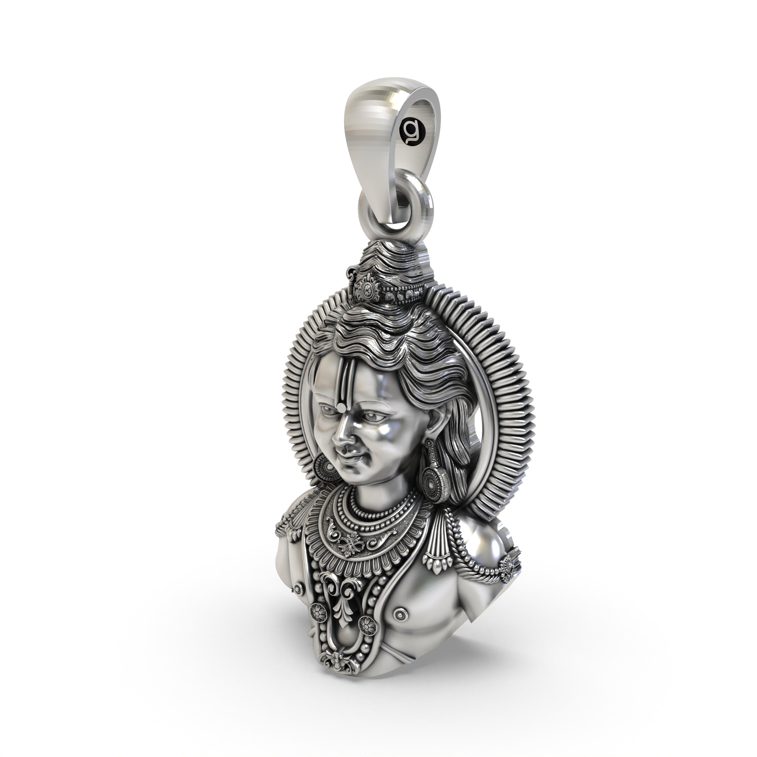 925 Silver Ayodhya Ram Lala Face Pendant – Divine Lord Ram Pendant for Blessings & Protection