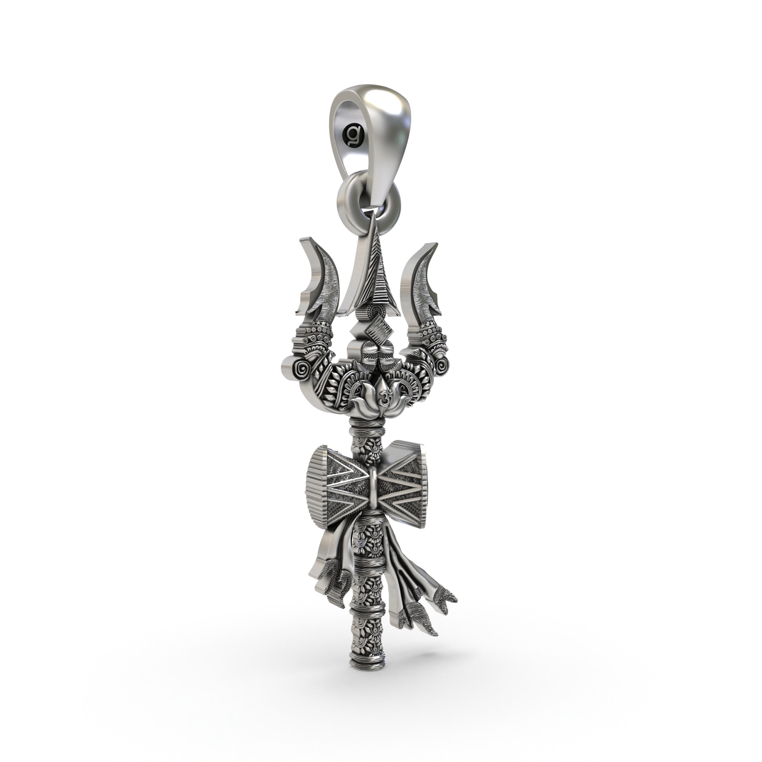 925 Silver Trishul Pendant – Lord Shiva Trident Necklace for Protection, Power & Devotion