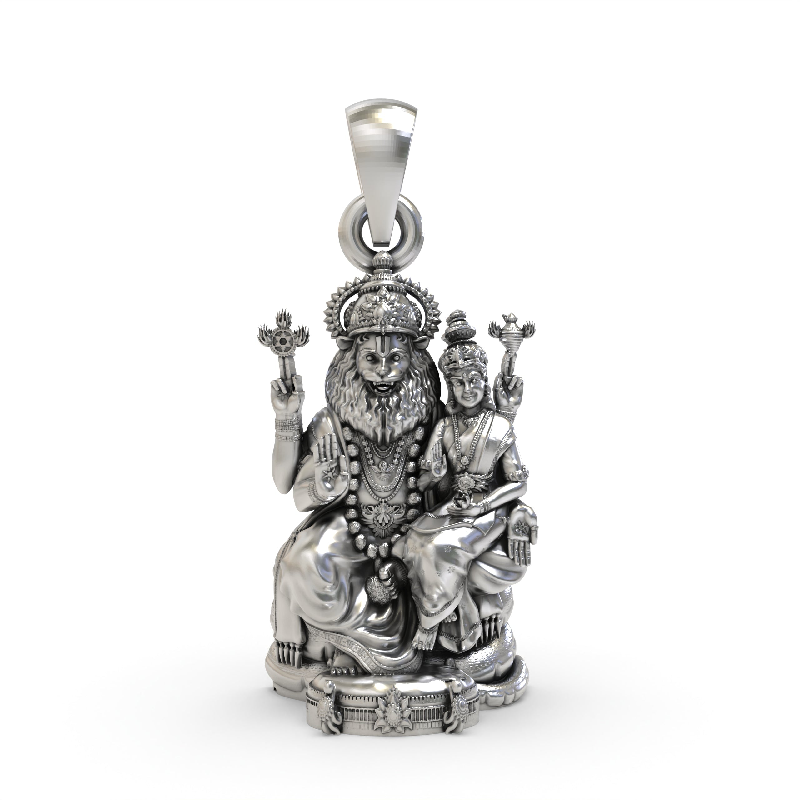 925 Silver Lakshmi Narasimha Pendant | Oxidized Temple Finish