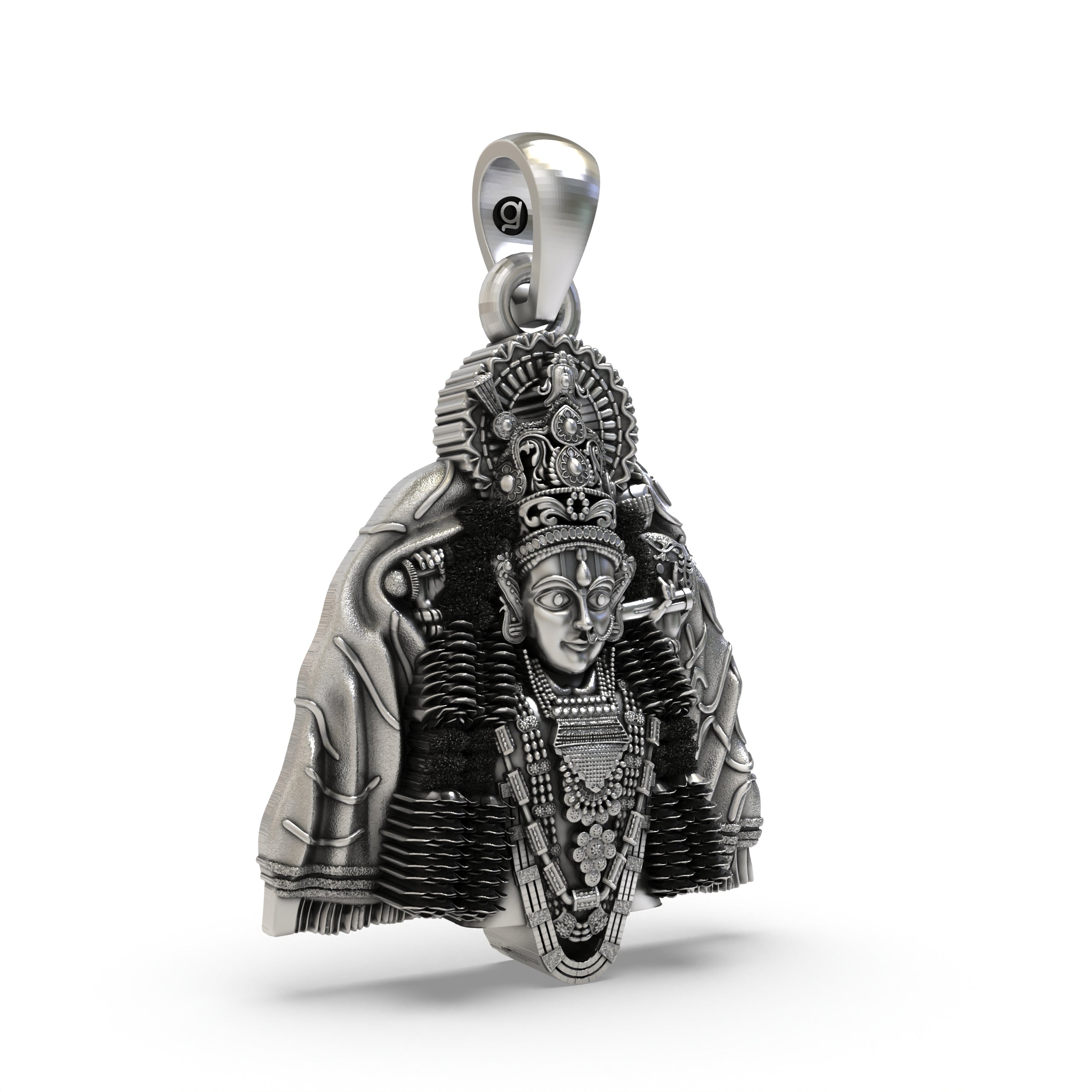925 Silver Ashapura Maa Pendant | Handmade Temple Idol