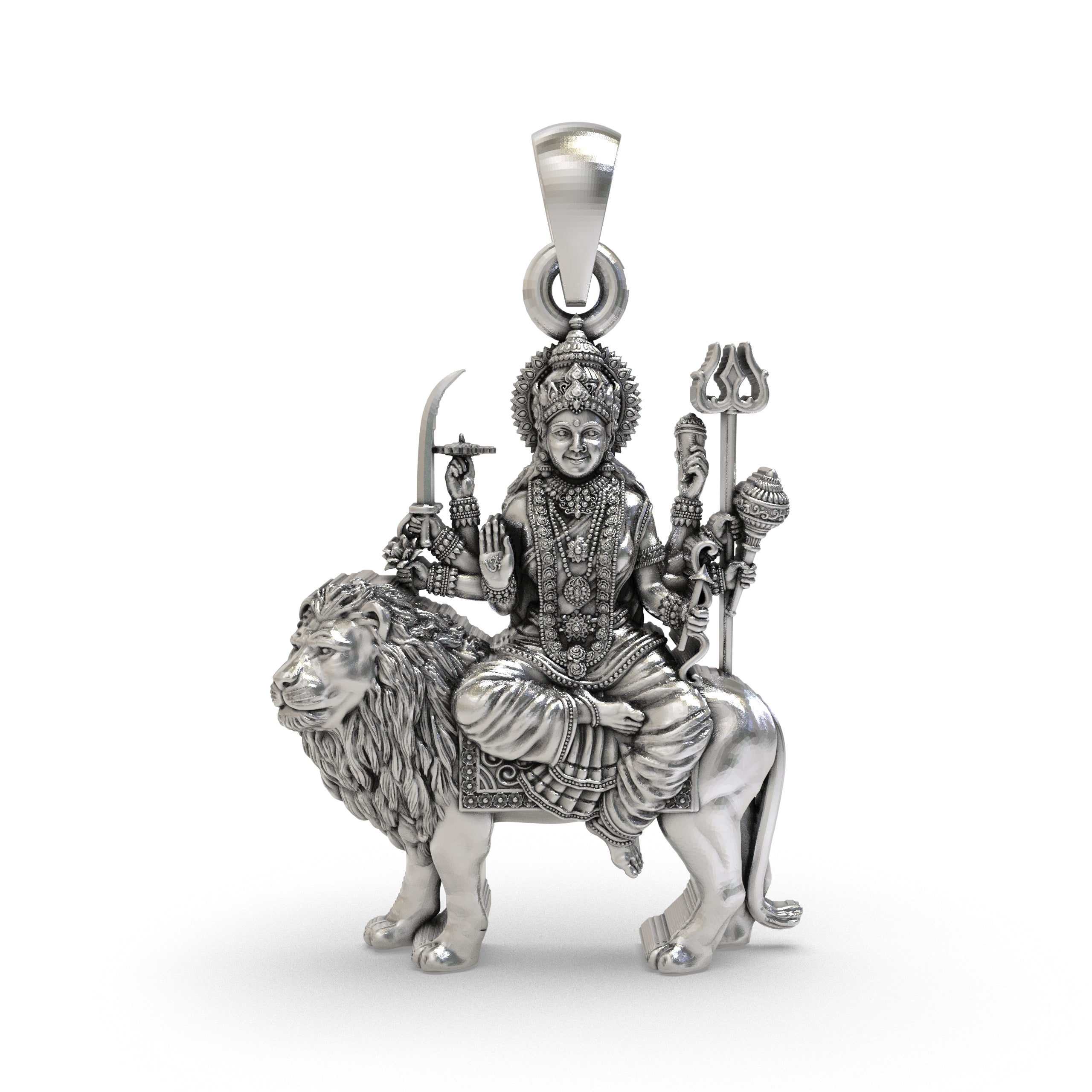 925 Silver Durga Maa Pendant | Sherawali Simhavahini Idol