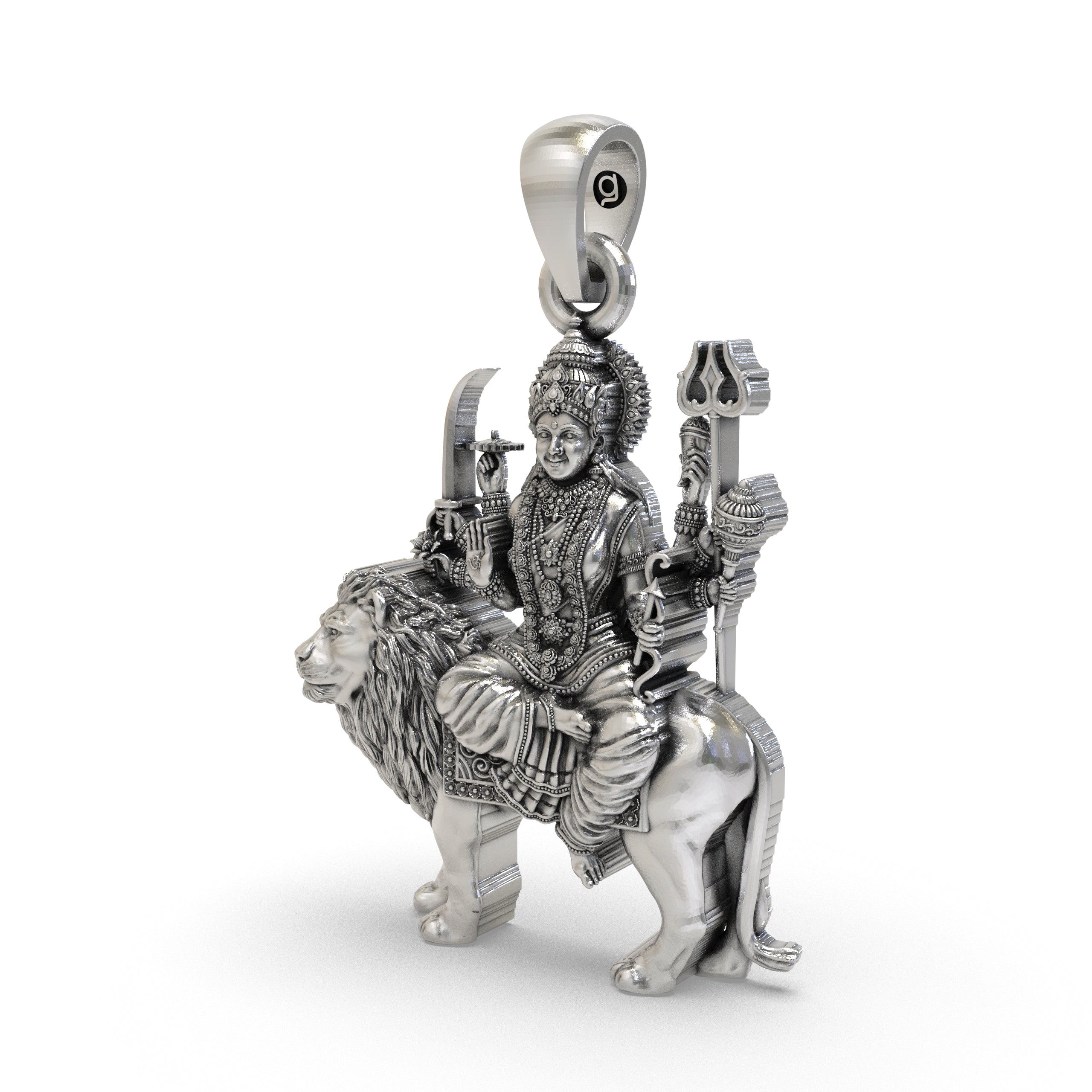 925 Silver Durga Maa Pendant | Sherawali Simhavahini Idol