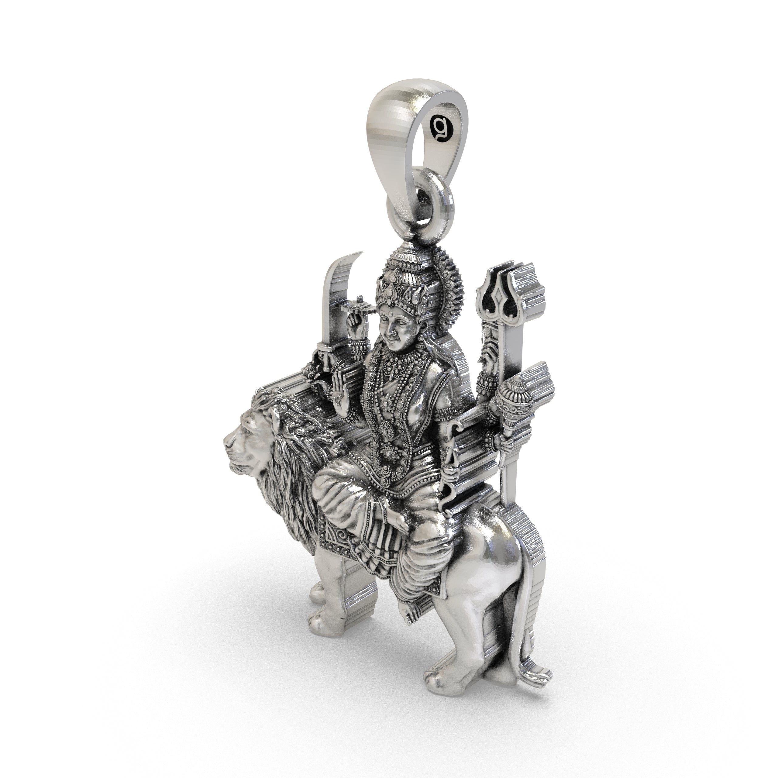 925 Silver Durga Maa Pendant | Sherawali Simhavahini Idol