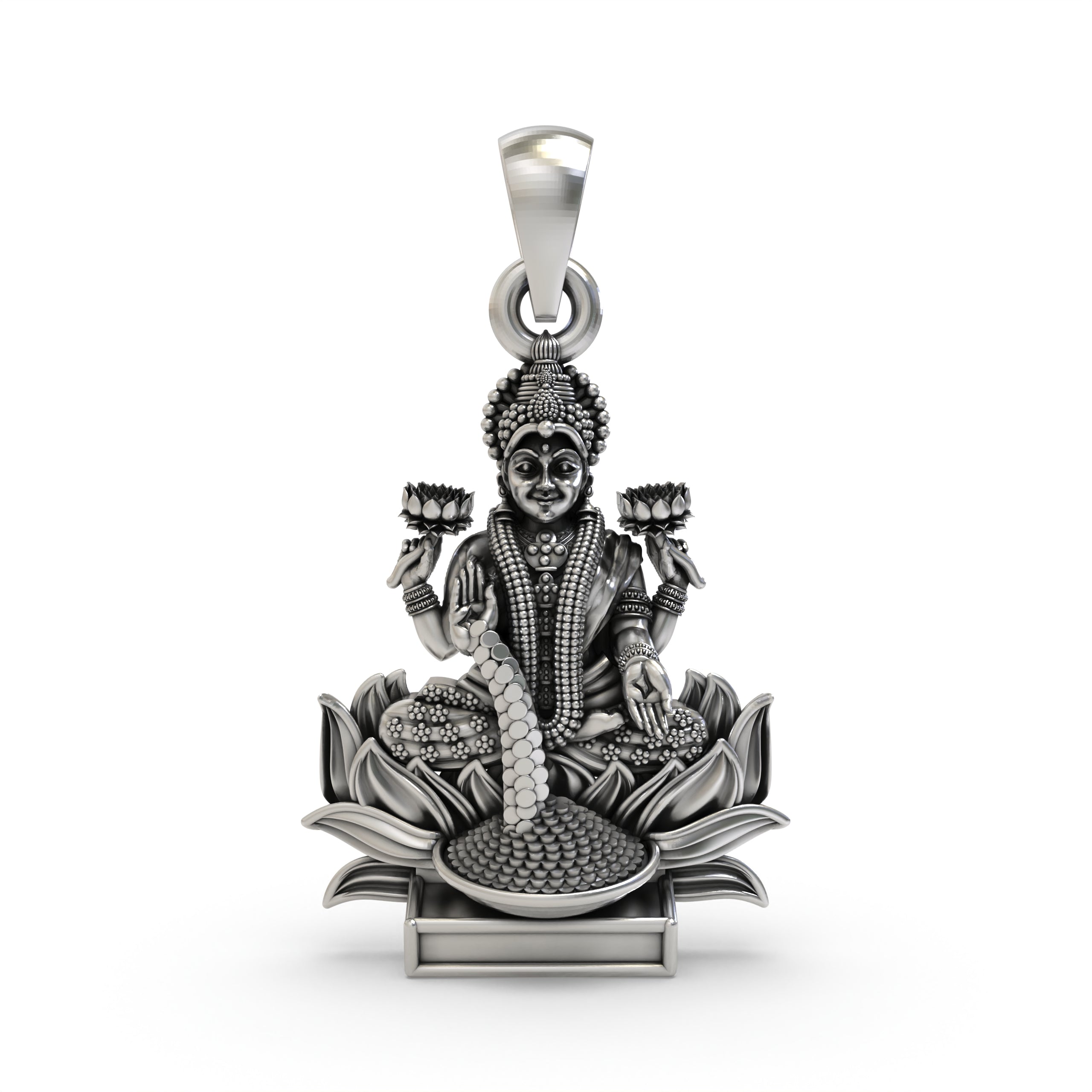 Lakshmi Maa Pendant in 925 Silver | Goddess of Wealth, Prosperity & Blessings | Hindu Spiritual Jewelry