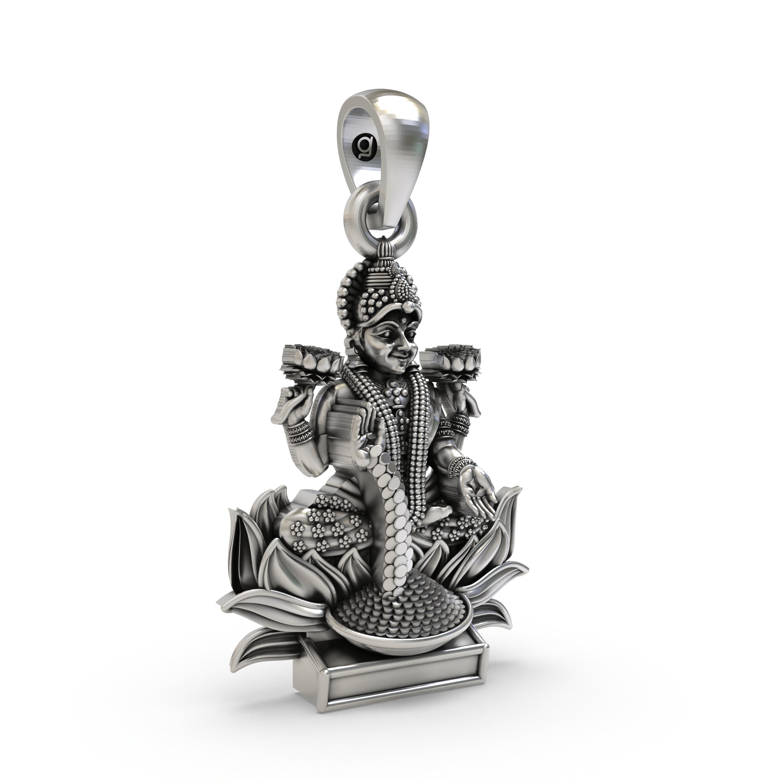Lakshmi Maa Pendant in 925 Silver | Goddess of Wealth, Prosperity & Blessings | Hindu Spiritual Jewelry