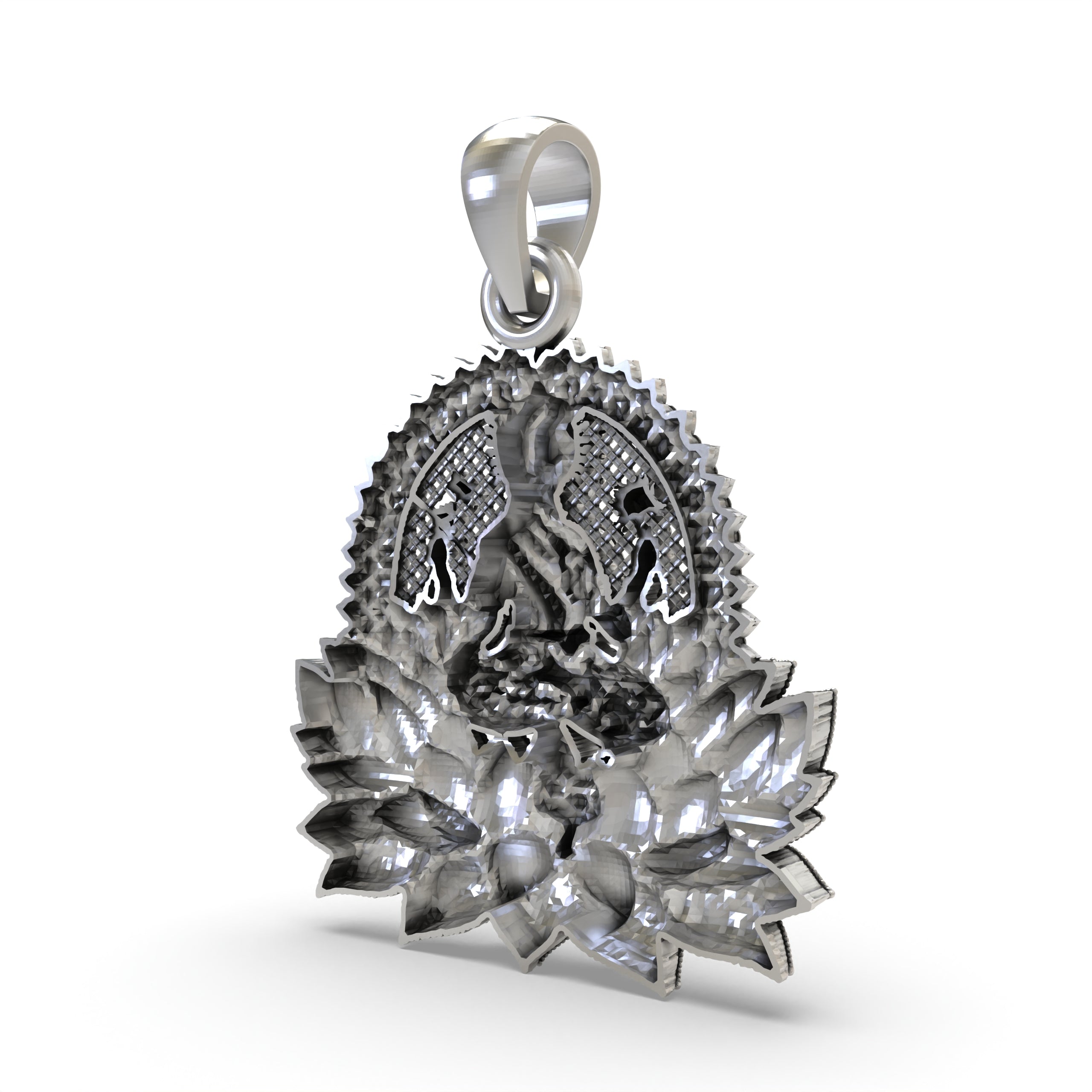 Lakshmi Maa Lotus Pendant in 925 Silver | Hindu Goddess of Wealth & Prosperity | Handmade Spiritual Jewelry