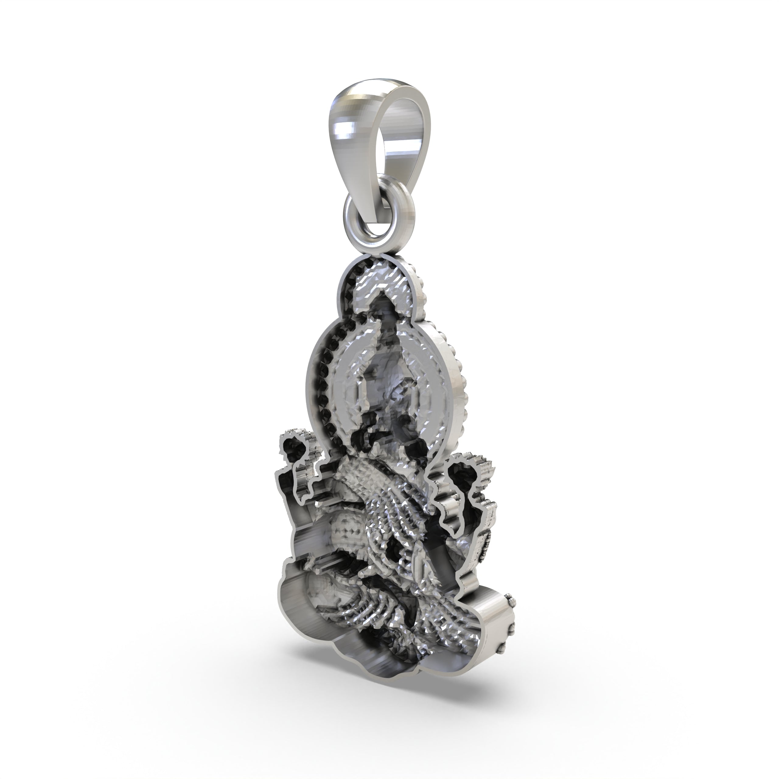 Lakshmi Maa Pendant in 925 Sterling Silver | Hindu Goddess of Wealth & Prosperity | Handmade Devotional Jewelry