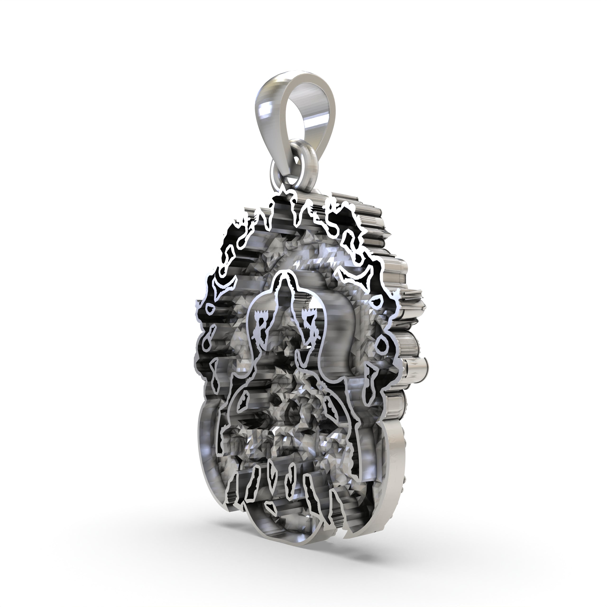 Lakshmi Maa Temple Pendant in 925 Sterling Silver | Goddess of Wealth & Prosperity | Handmade Spiritual Temple Jewelry