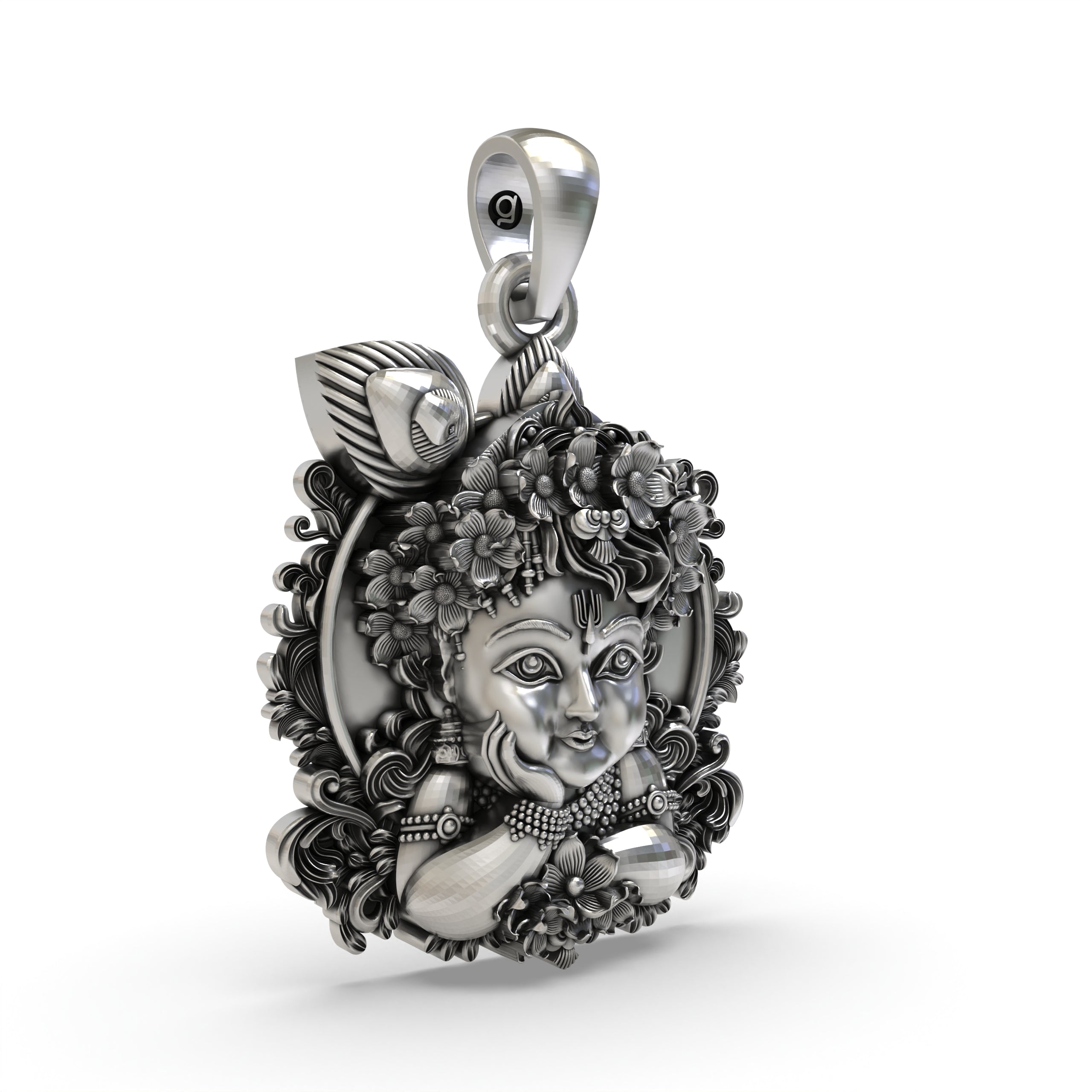 Bal Krishna Face Pendant in 925 Sterling Silver | Cute Krishna Jewelry | Handmade Hindu God Pendant for Devotion & Blessings