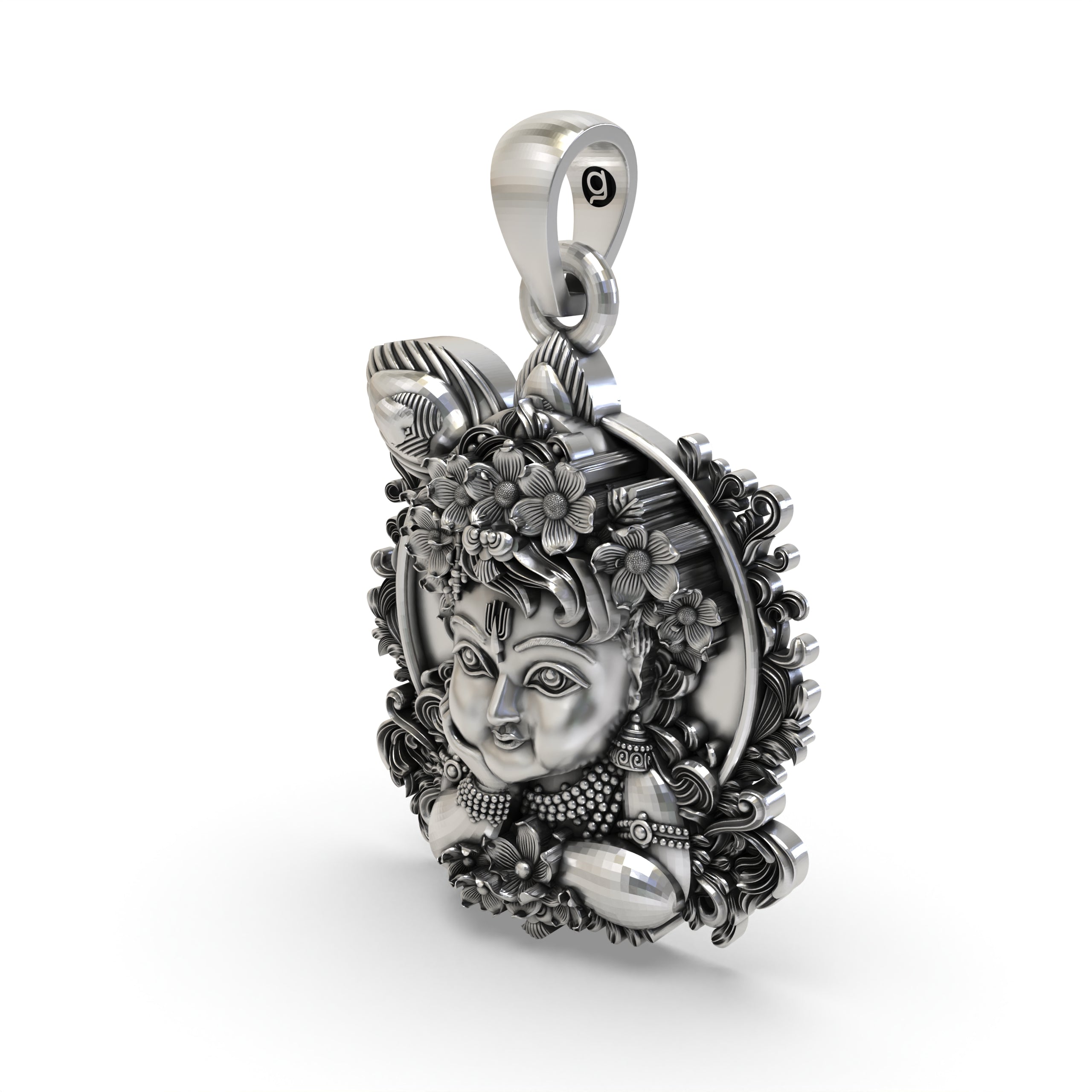Bal Krishna Face Pendant in 925 Sterling Silver | Cute Krishna Jewelry | Handmade Hindu God Pendant for Devotion & Blessings