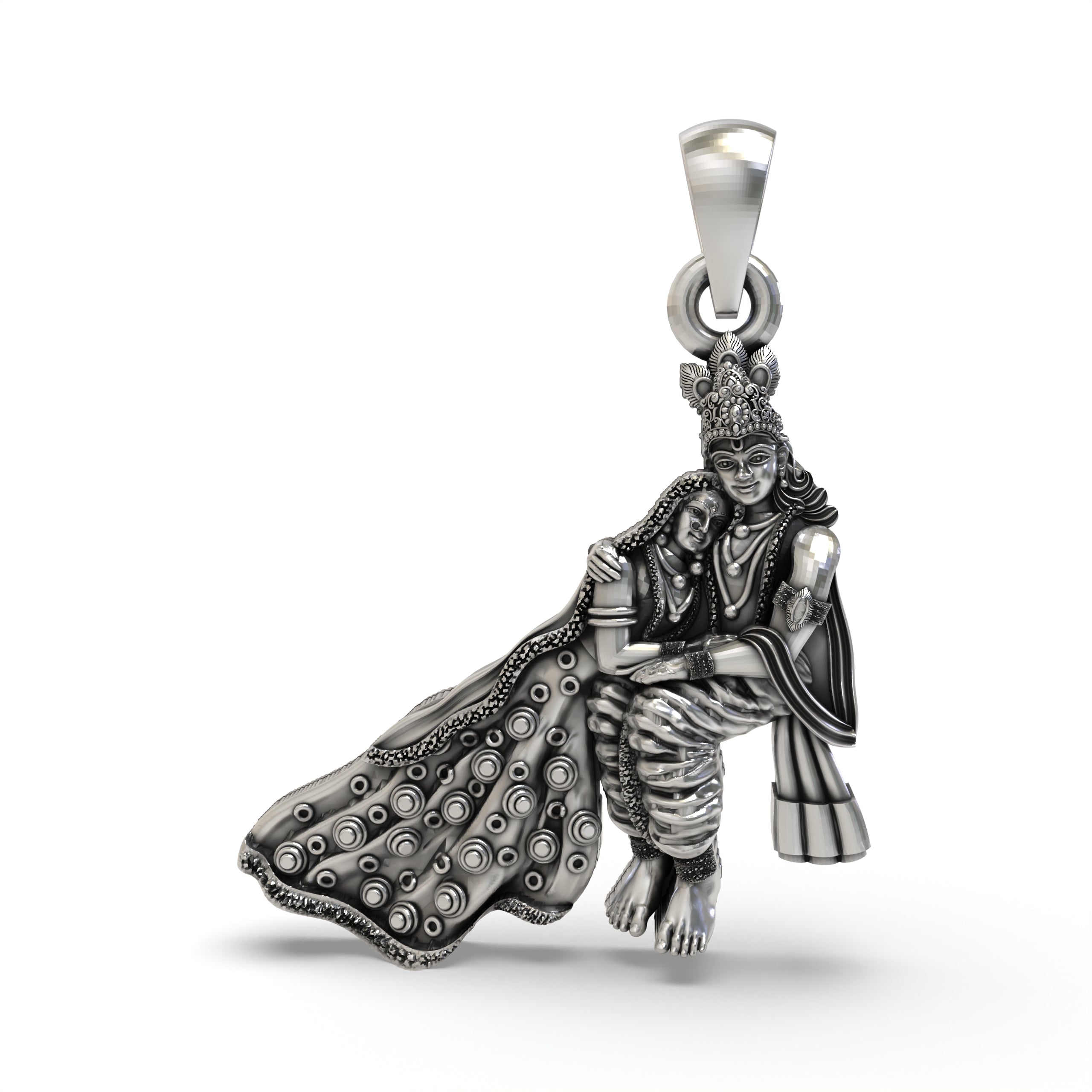 Radha Krishna Pendant in 925 Sterling Silver | Divine Love & Spiritual Jewelry | Handmade Hindu God Pendant