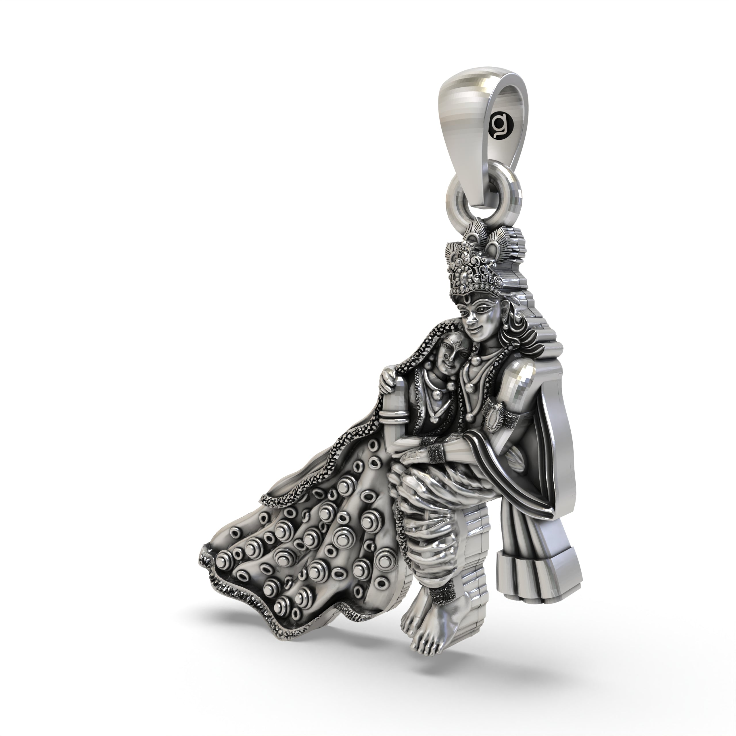 Radha Krishna Pendant in 925 Sterling Silver | Divine Love & Spiritual Jewelry | Handmade Hindu God Pendant