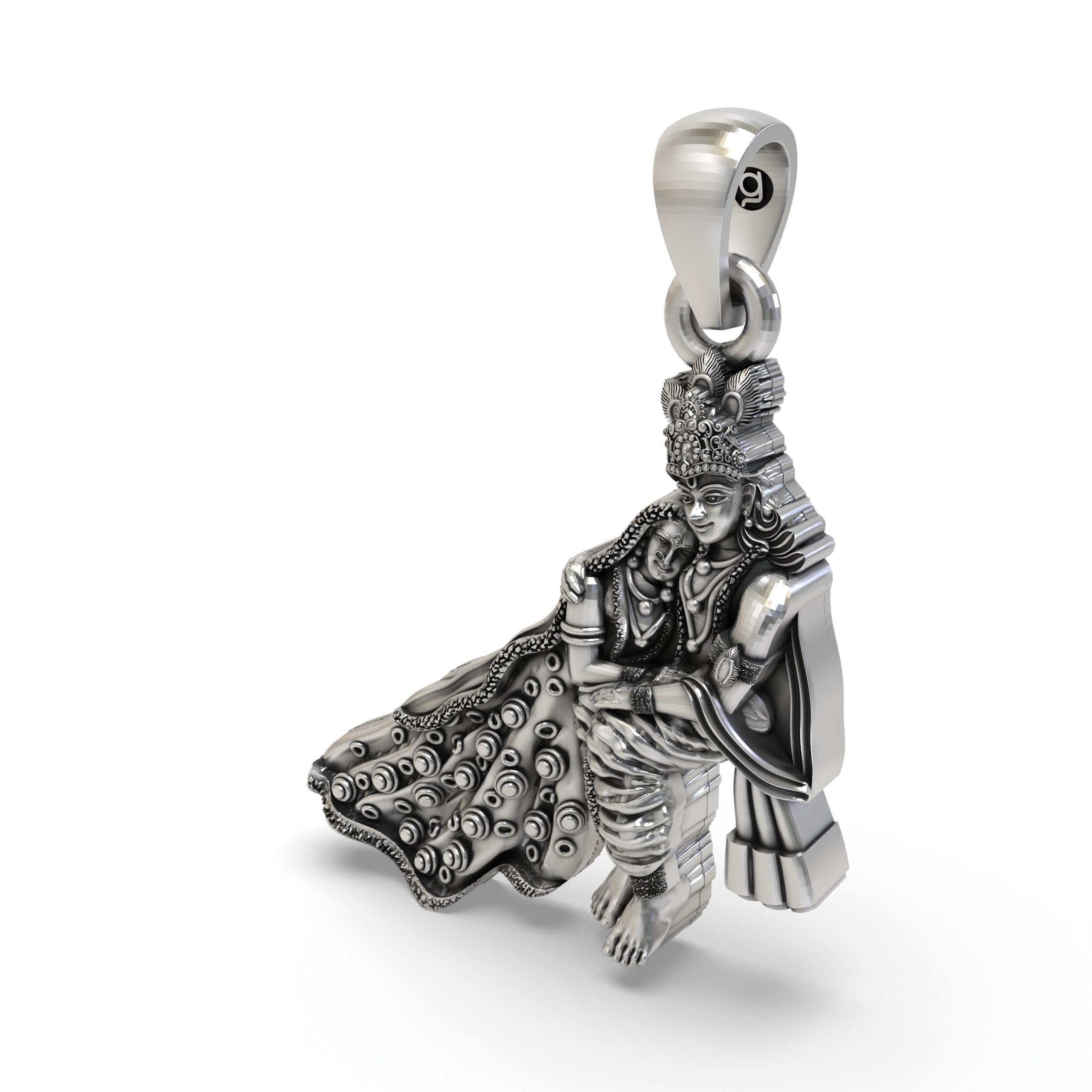 Radha Krishna Pendant in 925 Sterling Silver | Divine Love & Spiritual Jewelry | Handmade Hindu God Pendant