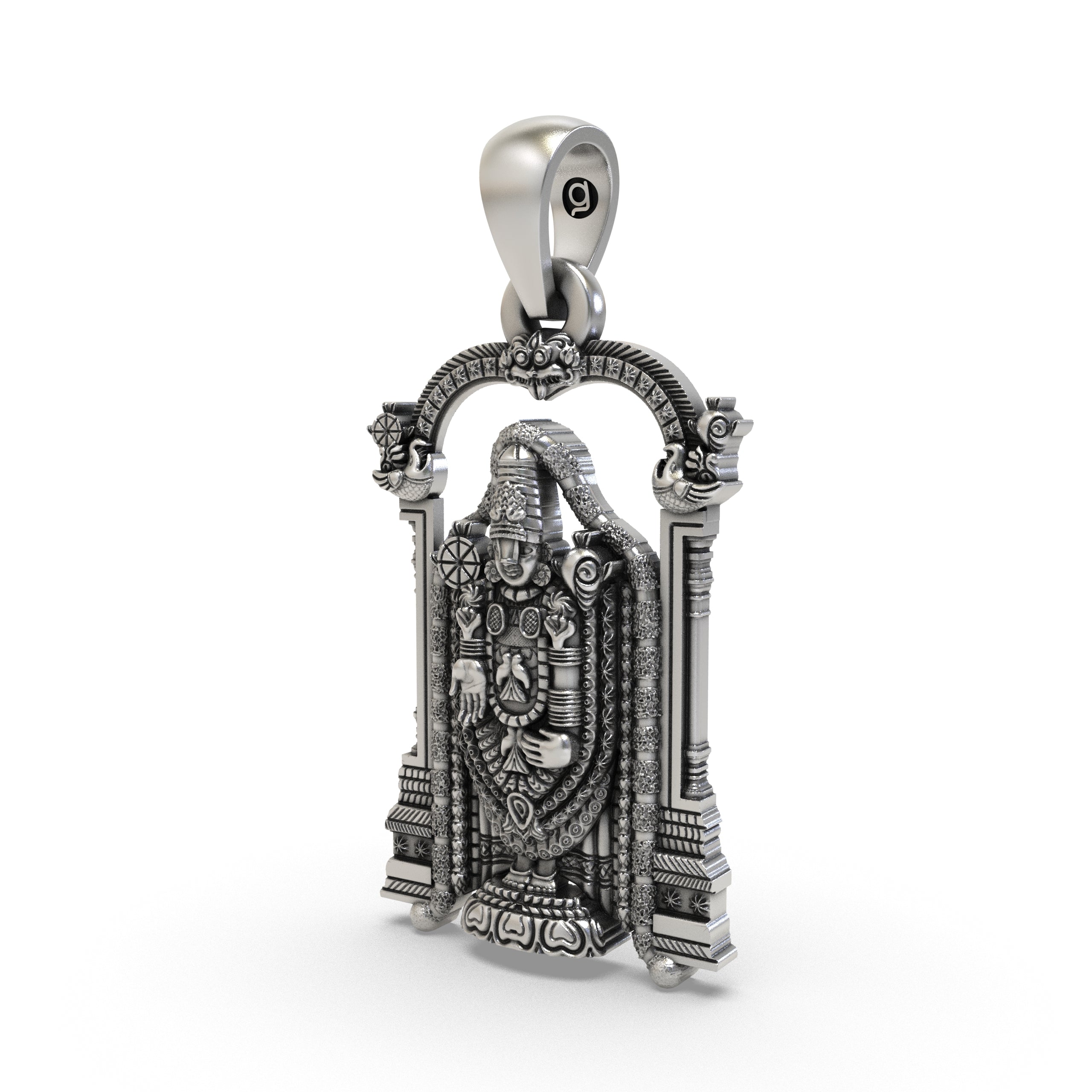 925 Sterling Silver Balaji Pendant — Tirupati Venkateswara Swamy Idol, Temple Style Hallmarked Jewellery