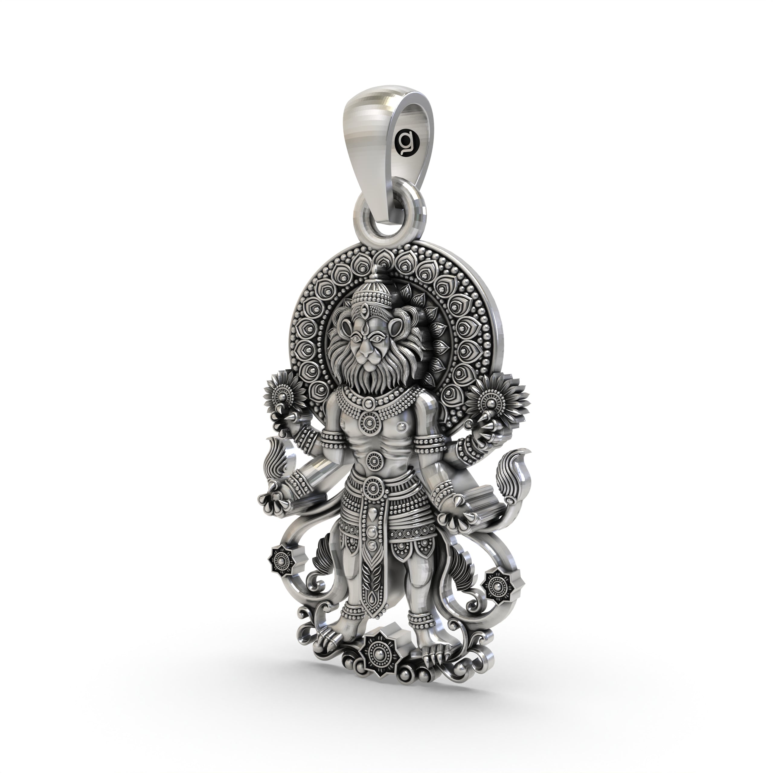 Narasimha Pendant in 925 Sterling Silver | Lord Narasimha Hindu God Jewelry | Handmade Spiritual Protection Pendant