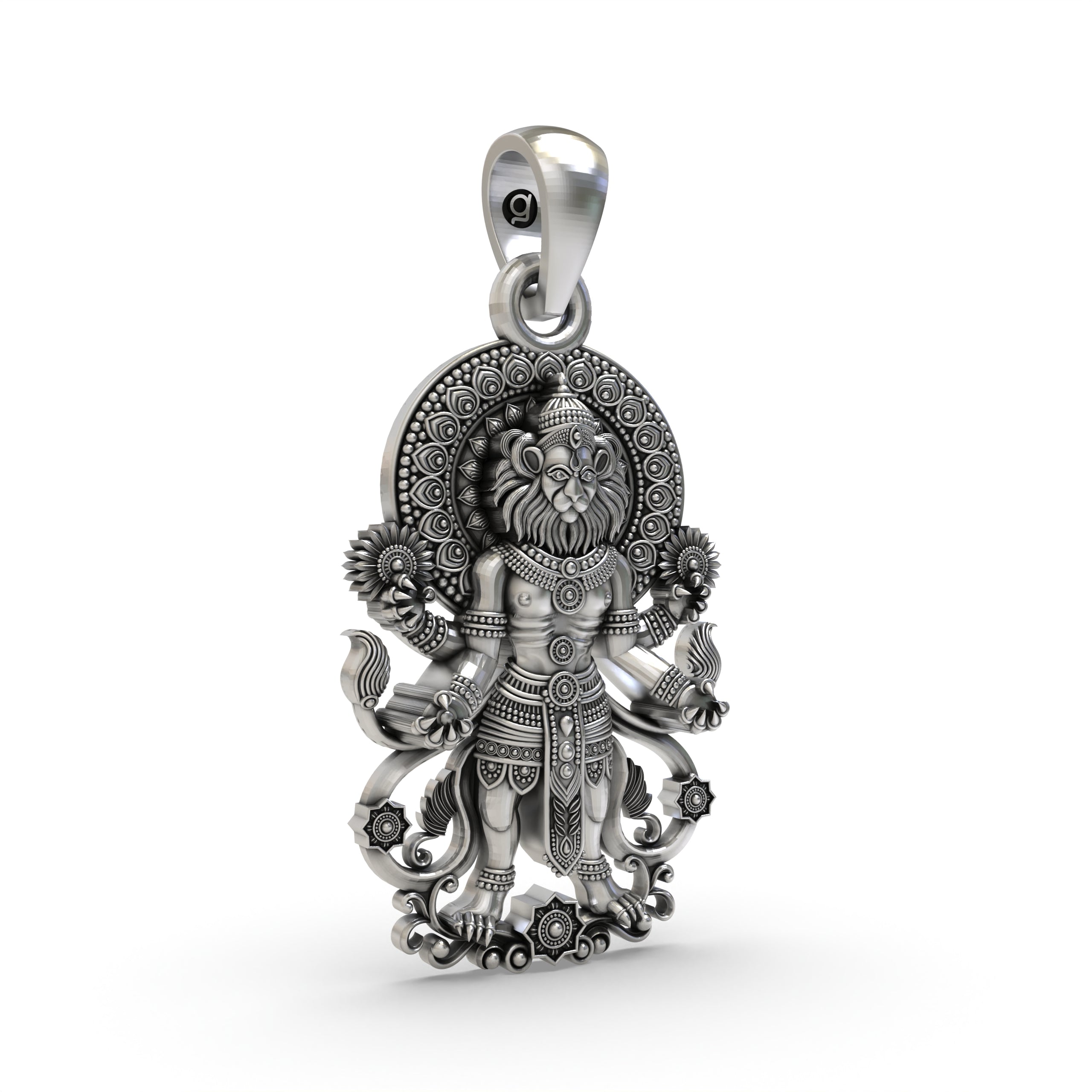 Narasimha Pendant in 925 Sterling Silver | Lord Narasimha Hindu God Jewelry | Handmade Spiritual Protection Pendant