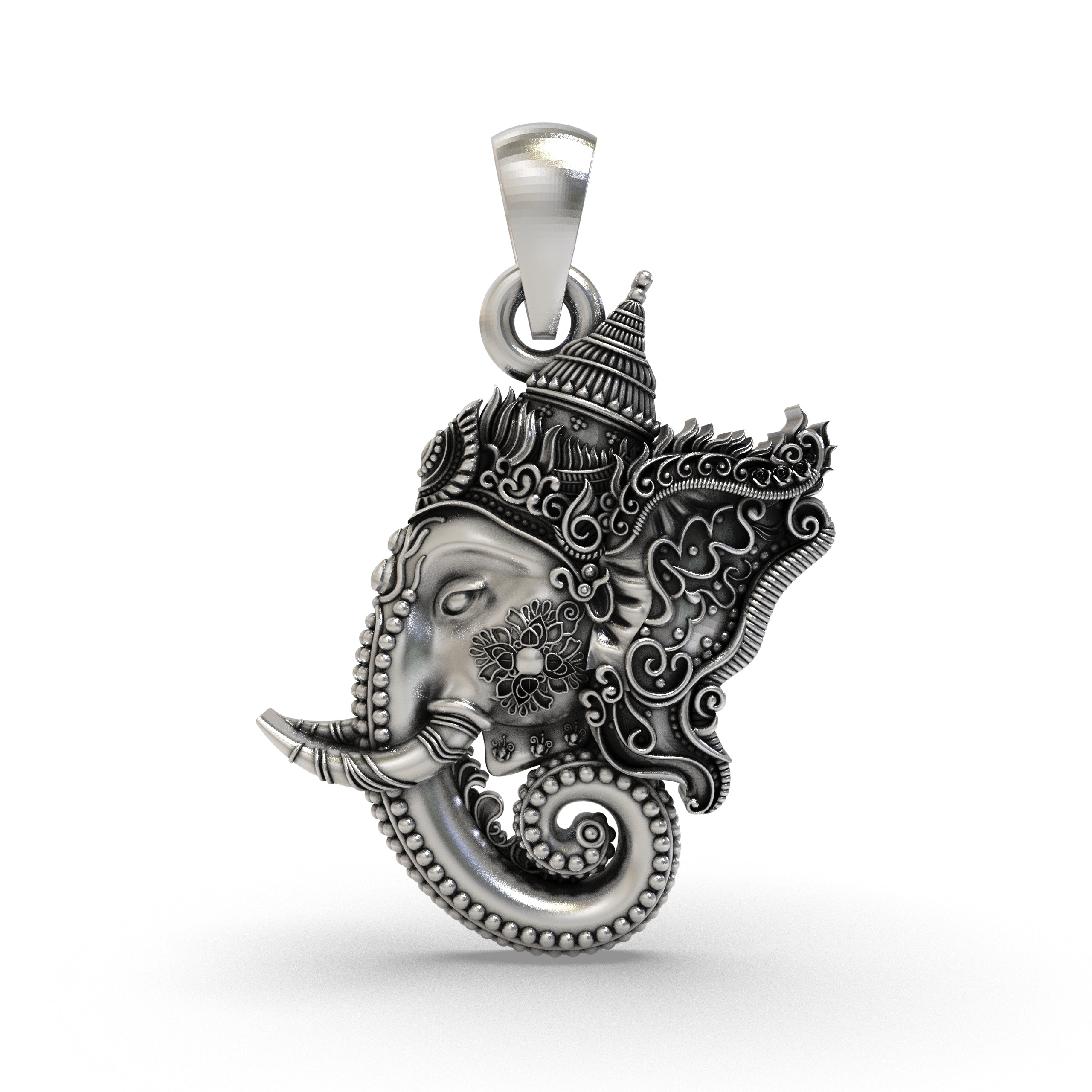 Lord Ganesha Face Pendant in 925 Sterling Silver | Ganapati Jewelry for Protection & Blessings | Handmade Hindu God Pendant