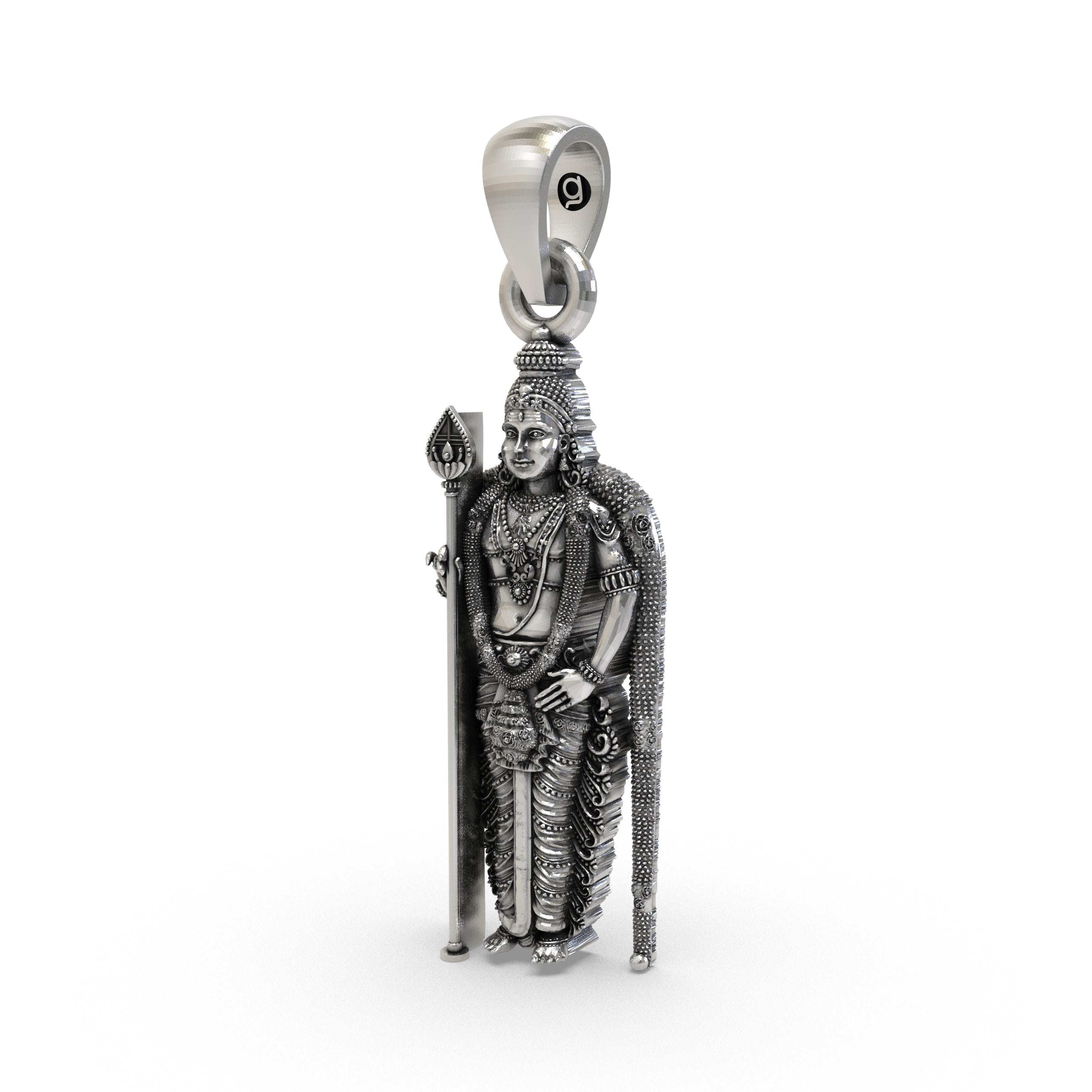 925 Sterling Silver Murugan Pendant — Kartikeya Subramanya Swamy Idol, Handmade Temple Jewellery