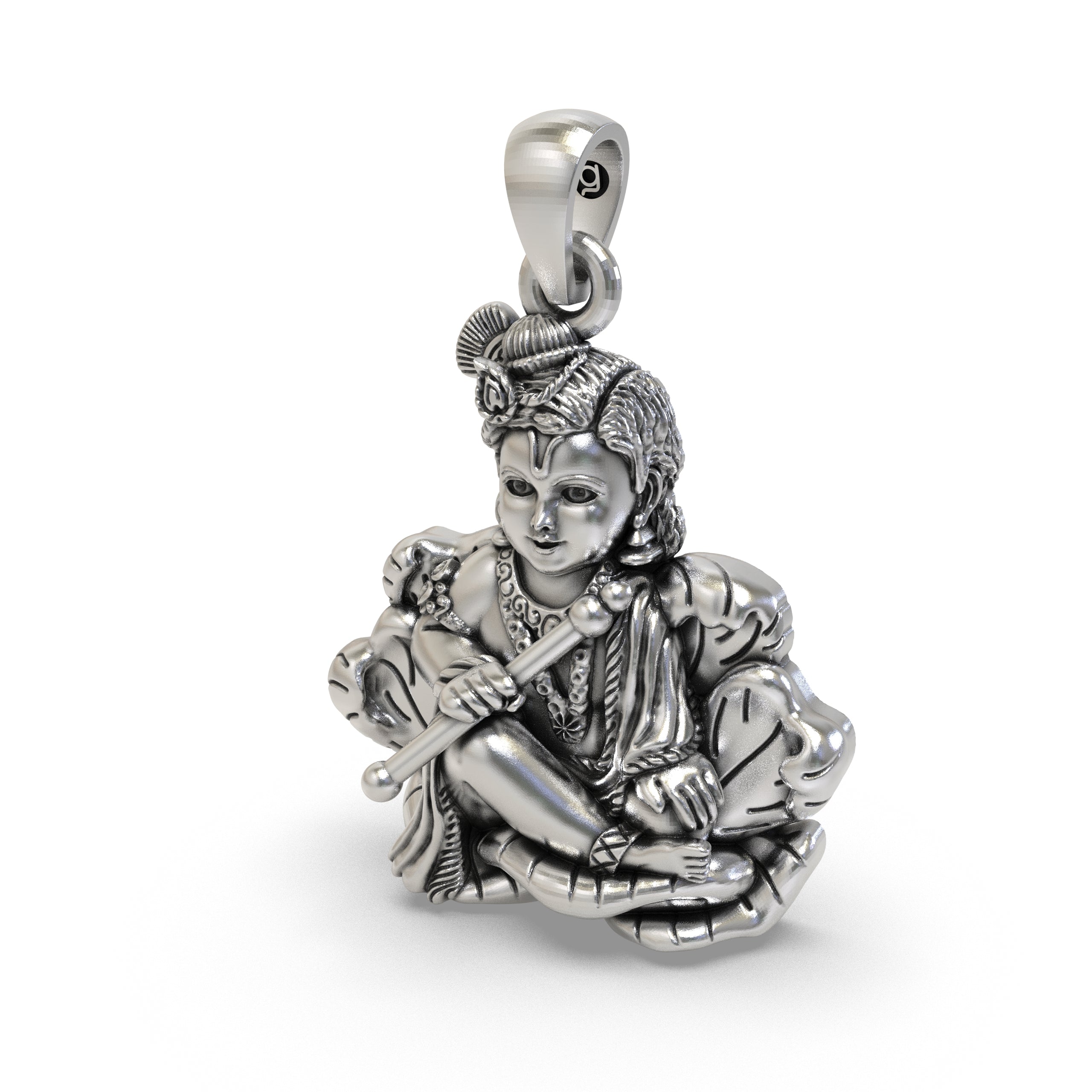 925 Sterling Silver Bal Krishna Pendant — Laddu Gopal Makhan Chor Idol, Handmade Temple Jewellery