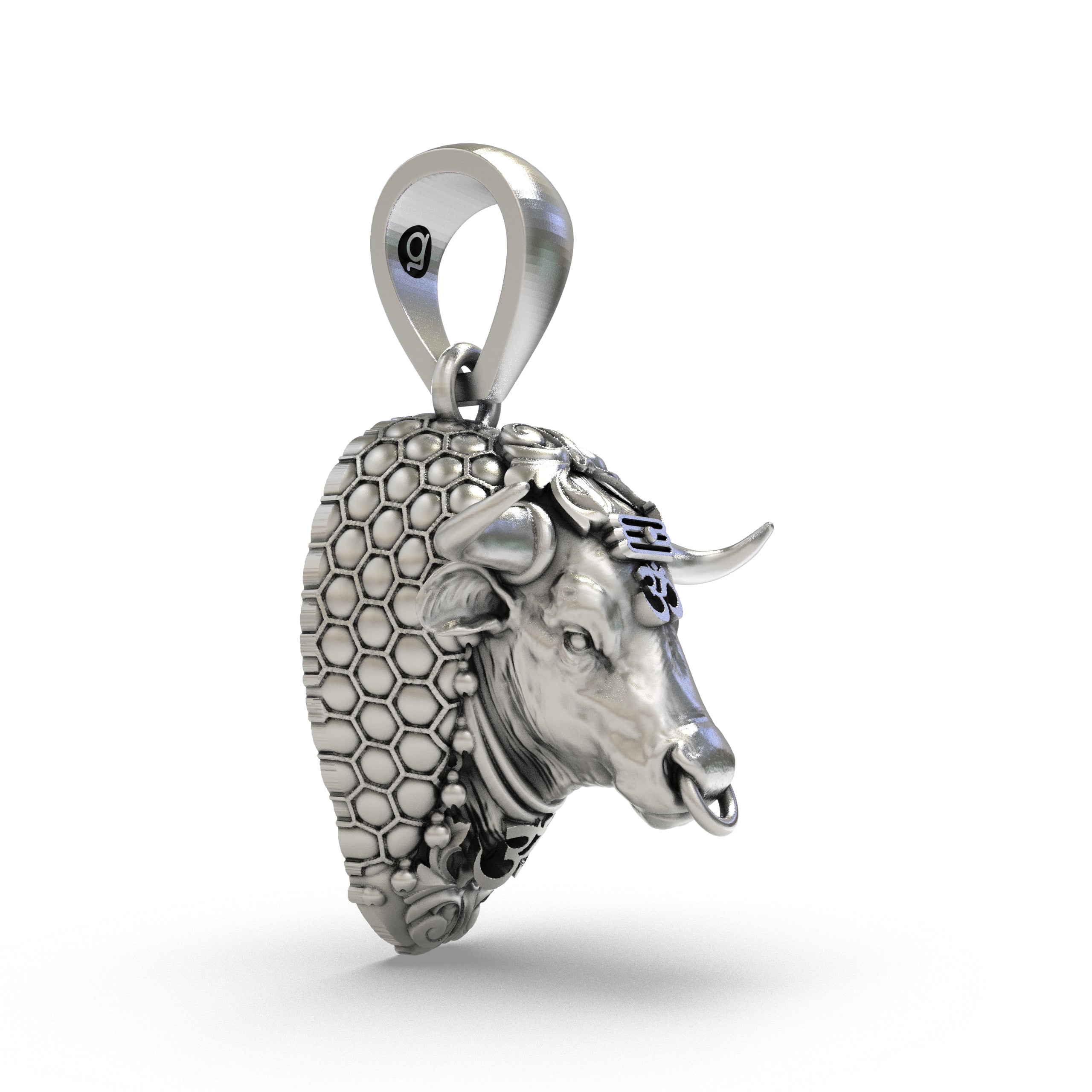 925 Sterling Silver Nandi Bull Pendant — Sacred Shiva Vahana with Om & Tripundra, Handmade Temple Jewellery