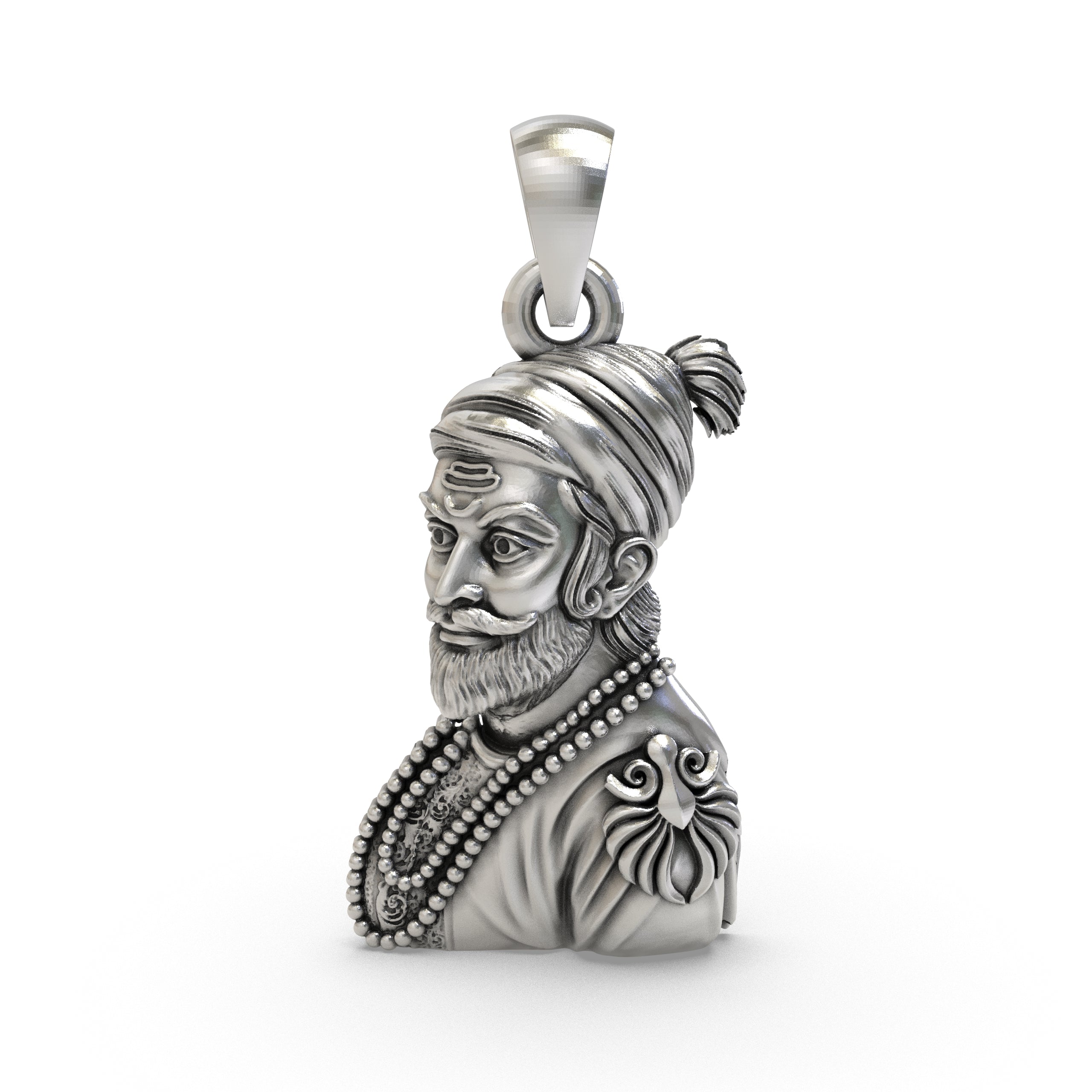 925 Sterling Silver Shivaji Maharaj Pendant — Chhatrapati Maratha Warrior King, Handmade Heritage Jewellery