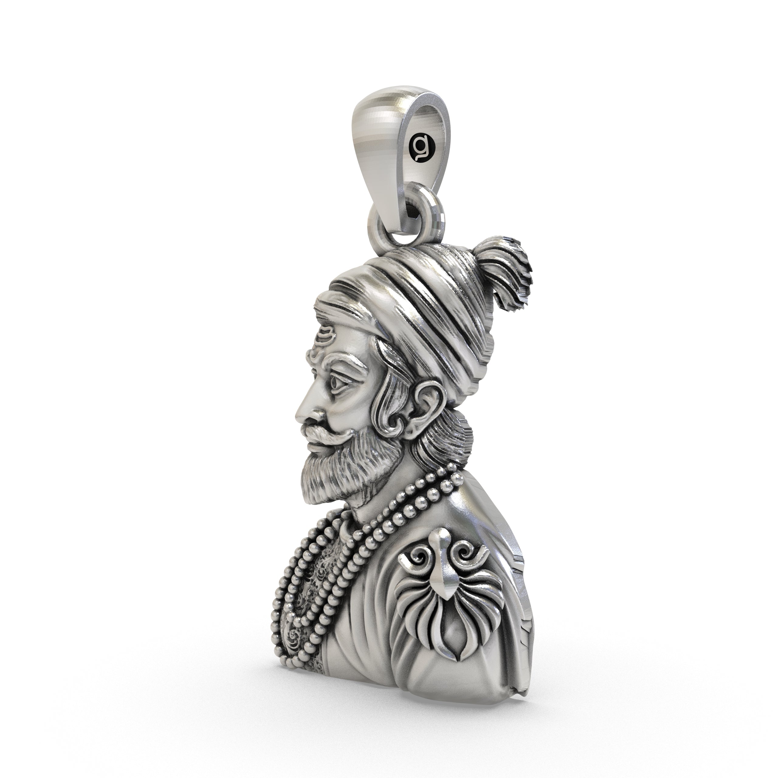 925 Sterling Silver Shivaji Maharaj Pendant — Chhatrapati Maratha Warrior King, Handmade Heritage Jewellery
