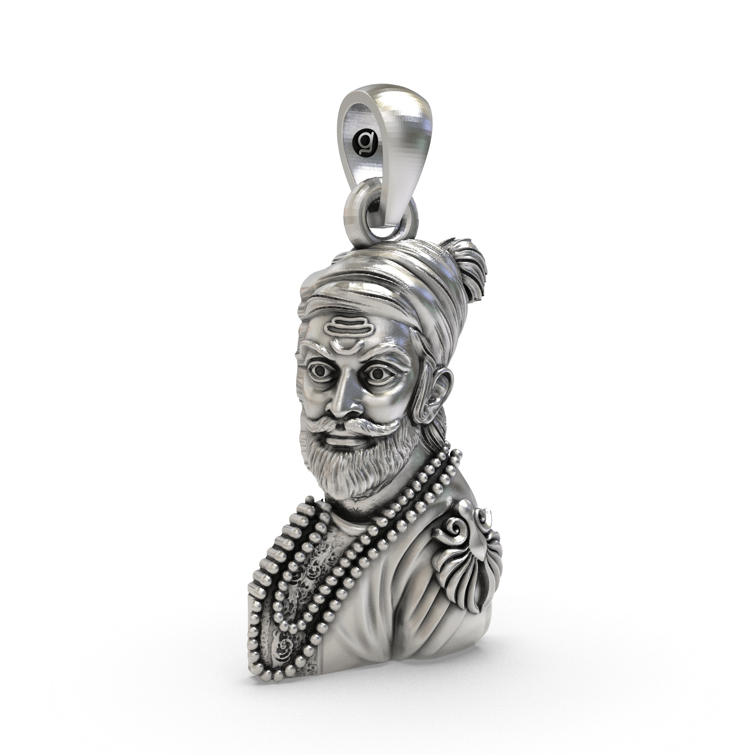 925 Sterling Silver Shivaji Maharaj Pendant — Chhatrapati Maratha Warrior King, Handmade Heritage Jewellery