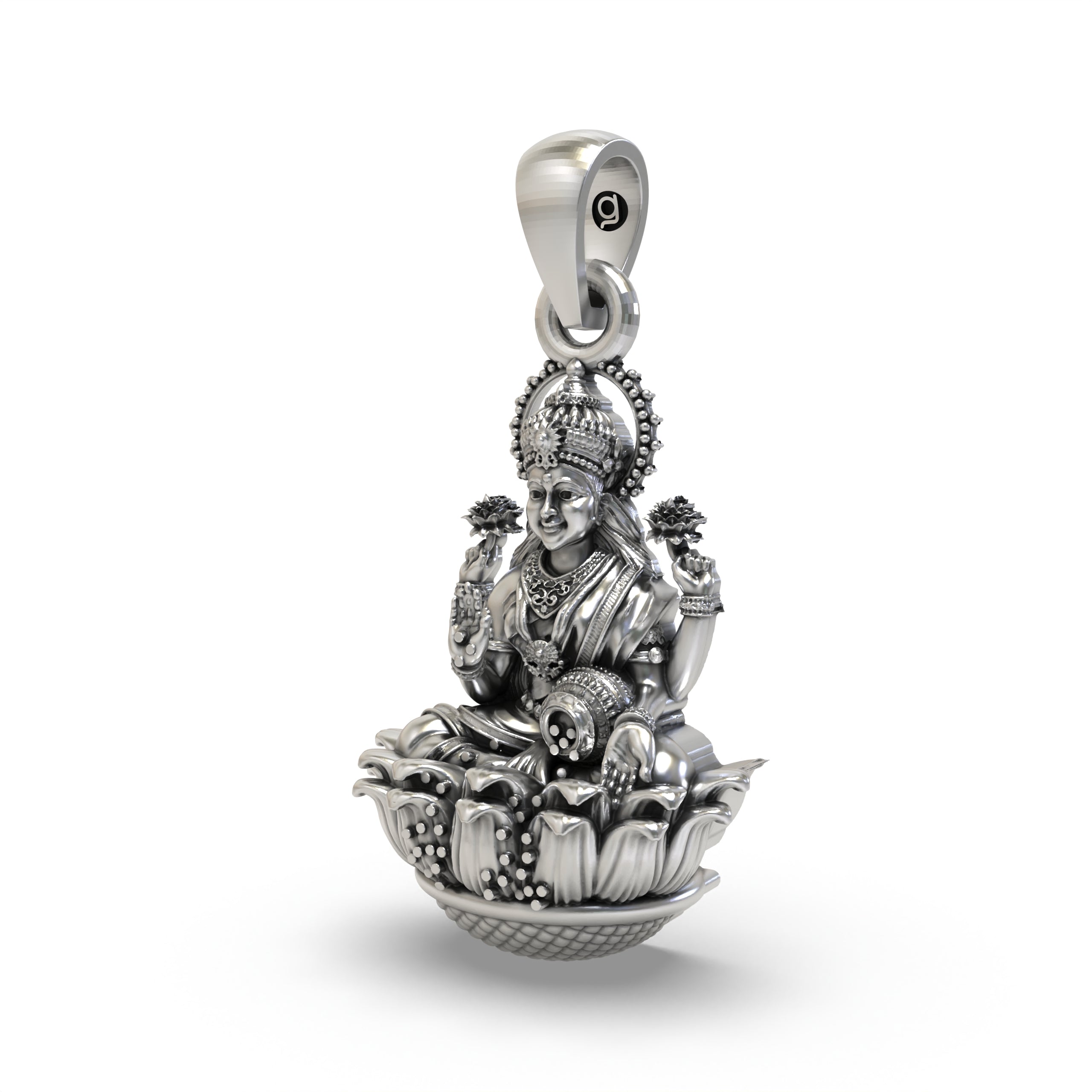 925 Silver Lakshmi Devi Pendant | Goddess of Wealth & Prosperity Jewelry | Handmade Hallmarked Sterling Silver