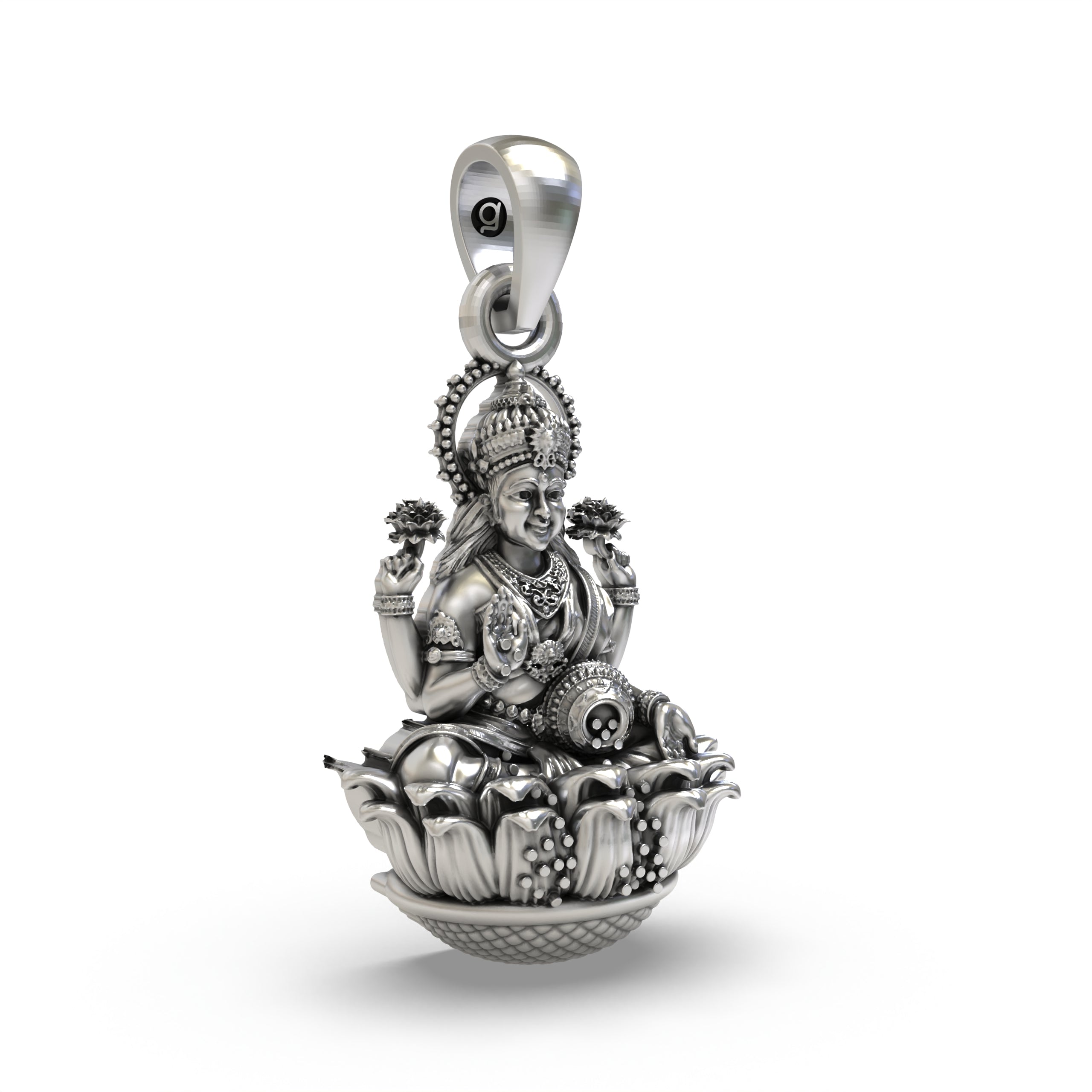 925 Silver Lakshmi Devi Pendant | Goddess of Wealth & Prosperity Jewelry | Handmade Hallmarked Sterling Silver