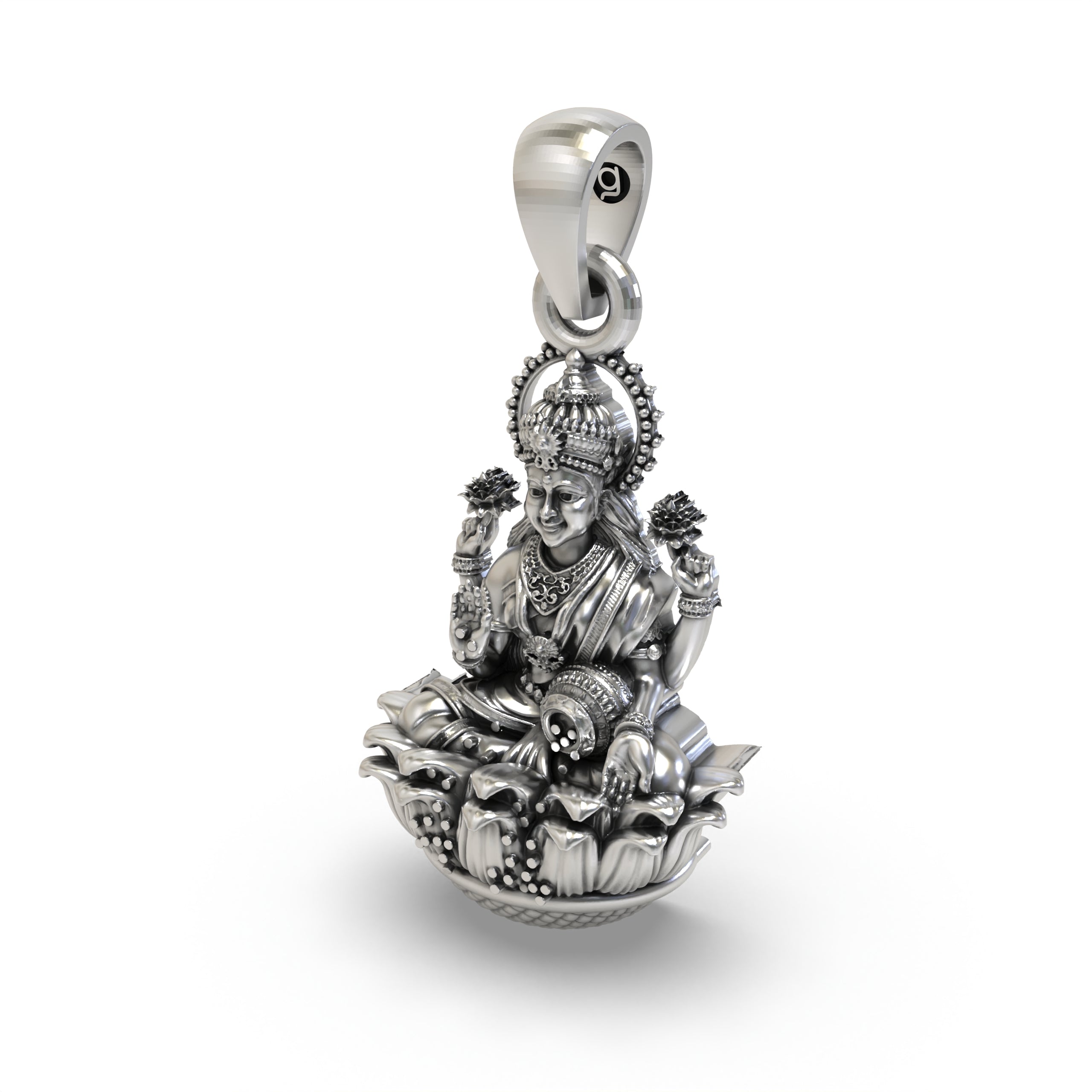 925 Silver Lakshmi Devi Pendant | Goddess of Wealth & Prosperity Jewelry | Handmade Hallmarked Sterling Silver