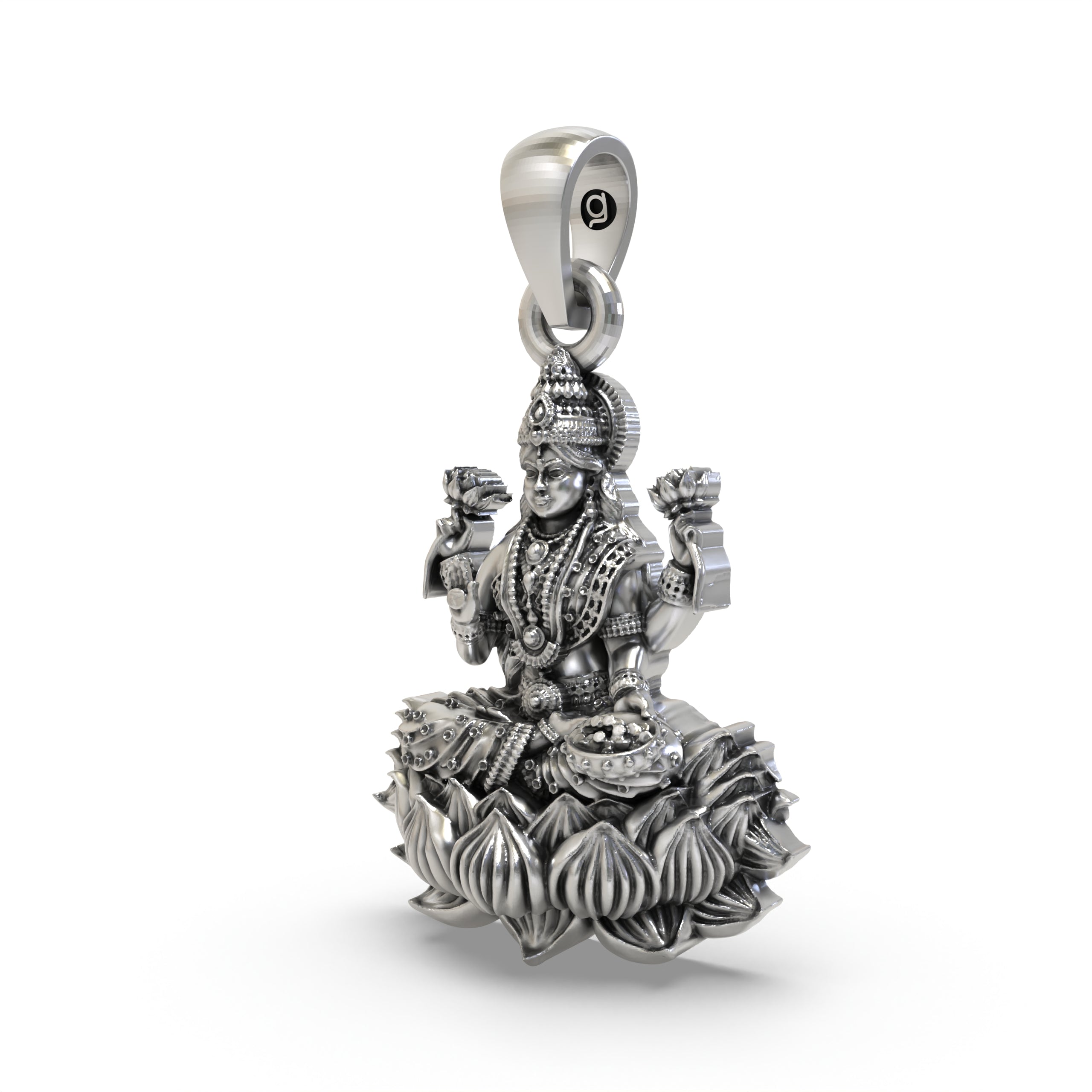 925 Silver Lakshmi Mata Pendant | Handmade Sterling Silver Goddess of Wealth Jewelry | Hallmarked Hindu Spiritual Locket