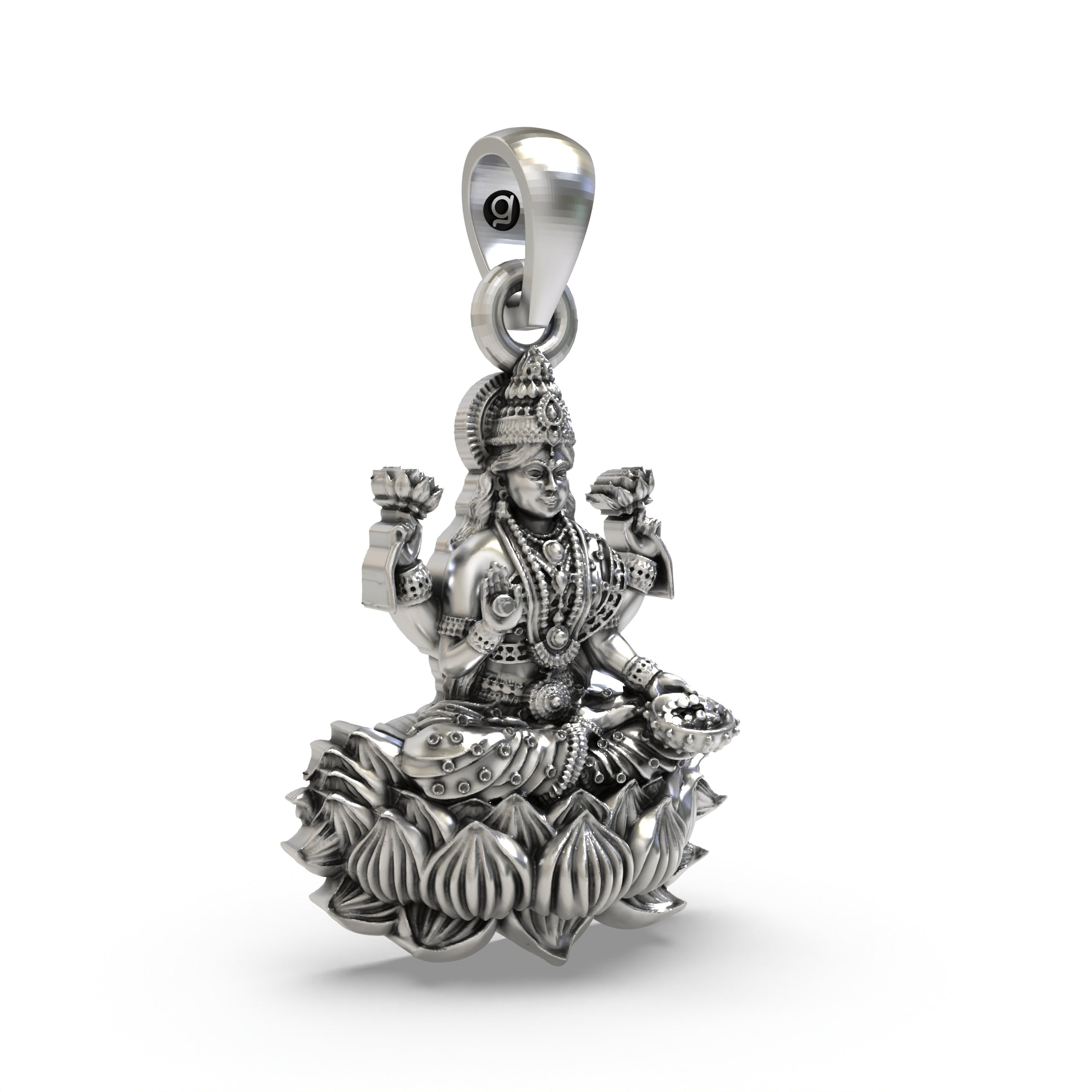 925 Silver Lakshmi Mata Pendant | Handmade Sterling Silver Goddess of Wealth Jewelry | Hallmarked Hindu Spiritual Locket